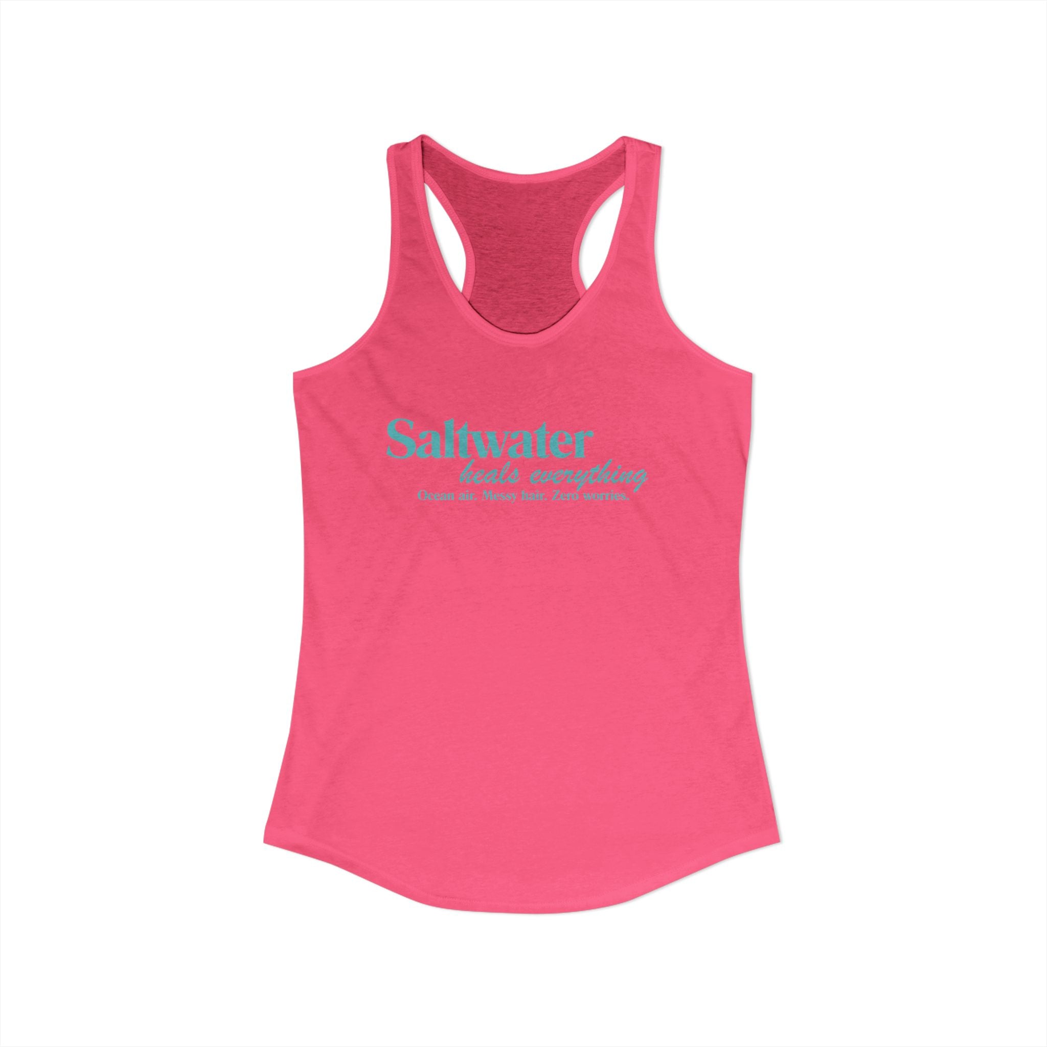 Saltwater Heals Everything Women's Racerback Tank - Beachy Coastal Graphic