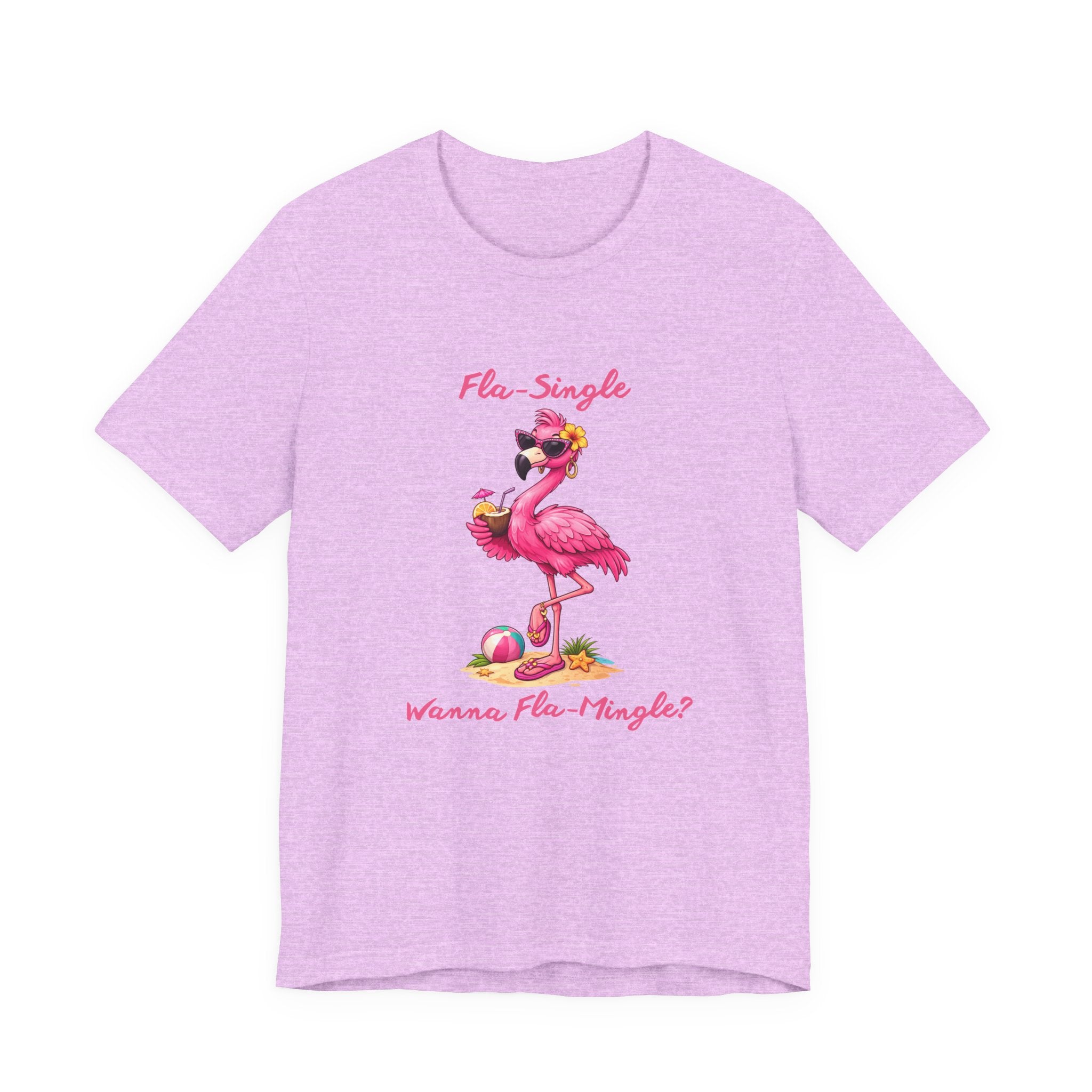 Flamingo Beach Tee - Fla-Single Wanna Fla-Mingle Unisex Graphic Shirt