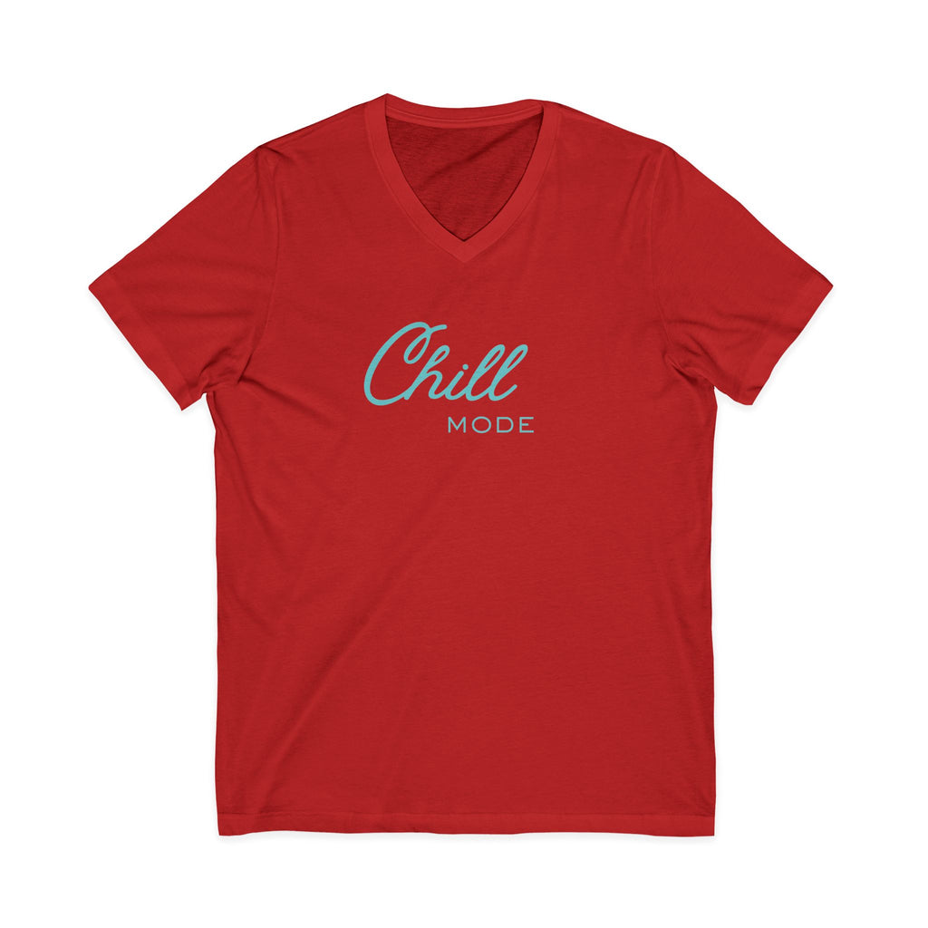 Chill Mode V-Neck Tee — Relaxed Script Graphic T-Shirt