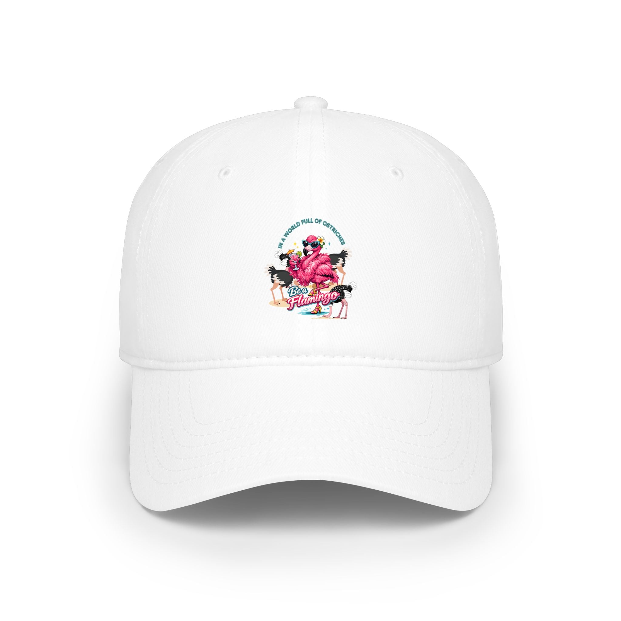Flamingo Beach Scene Baseball Cap – 'Be a Flamingo' Tropical Graphic Hat