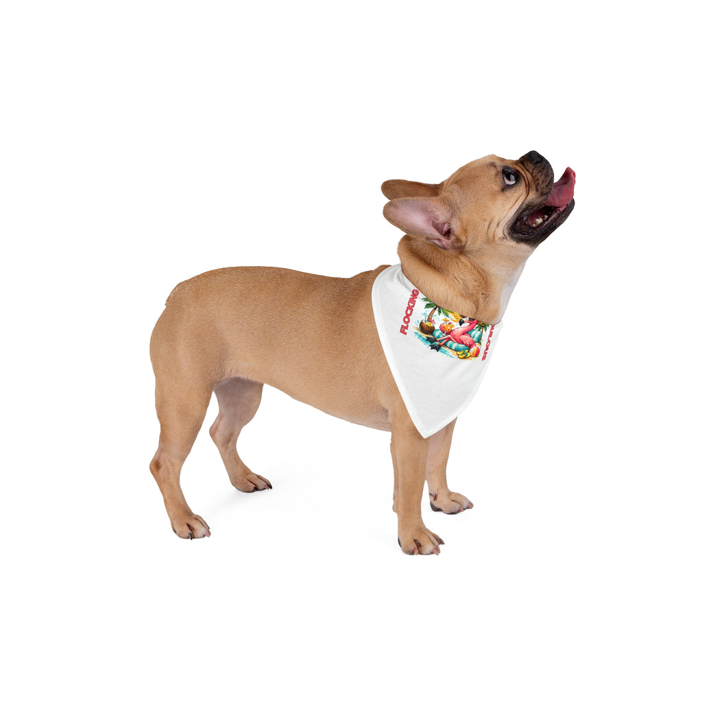 Tropical Flamingo Pet Bandana – White Flocking Fabulous Dog & Cat Accessory