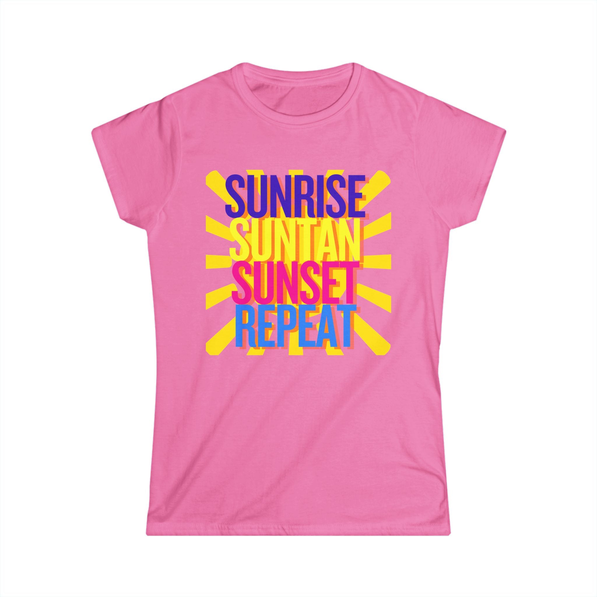 Sunrise Sunbake Sunset Repeat Women's Tee - Beach Vibes Shirt