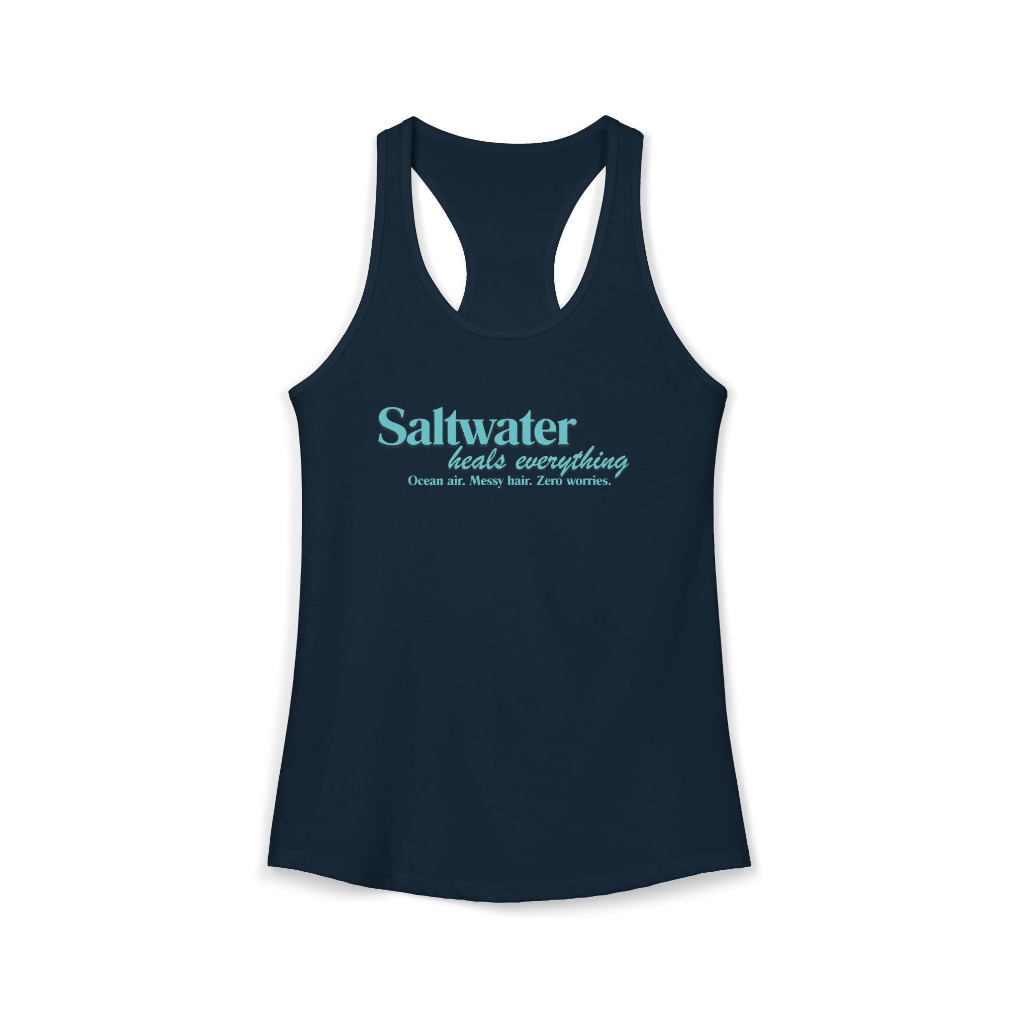 Saltwater Heals Everything Women's Racerback Tank - Beachy Coastal Graphic