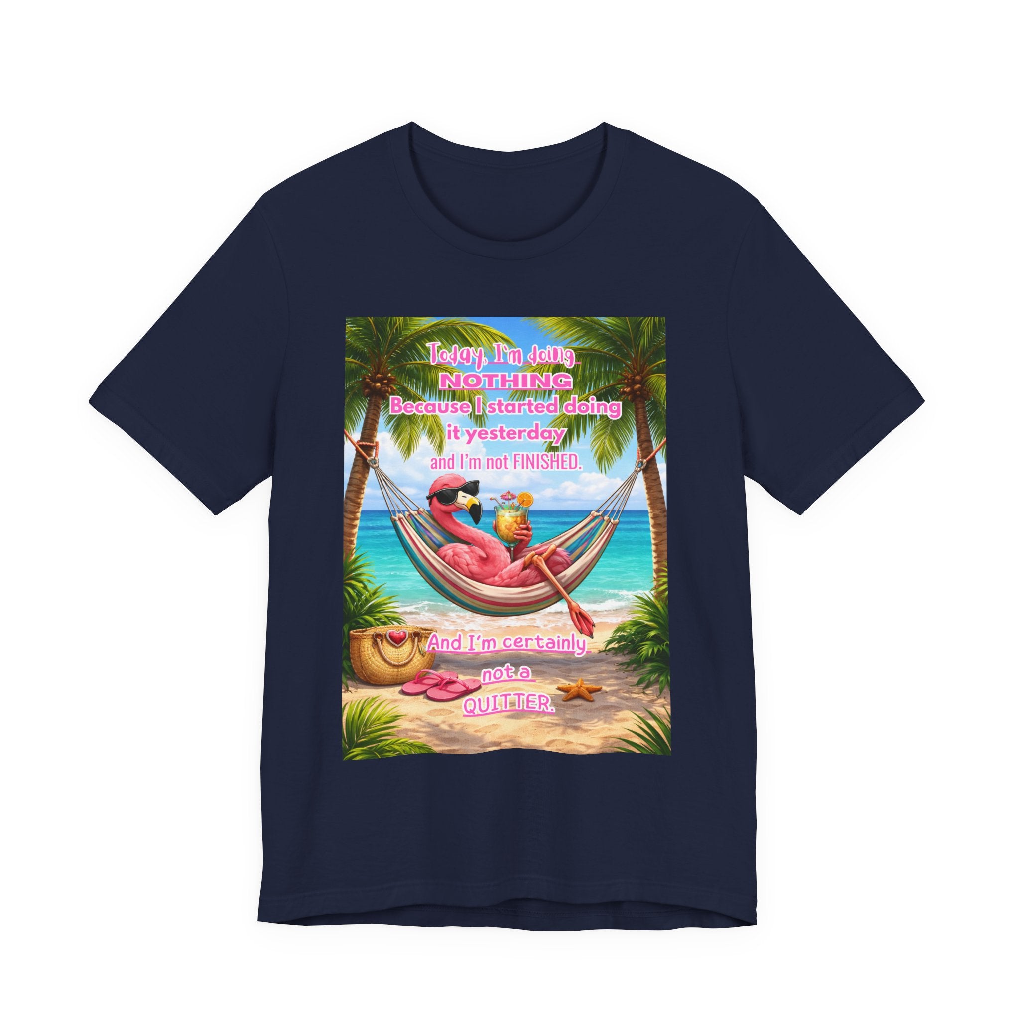 Relaxing Flamingo Hammock T-Shirt – Funny Lazy Day Unisex Tee