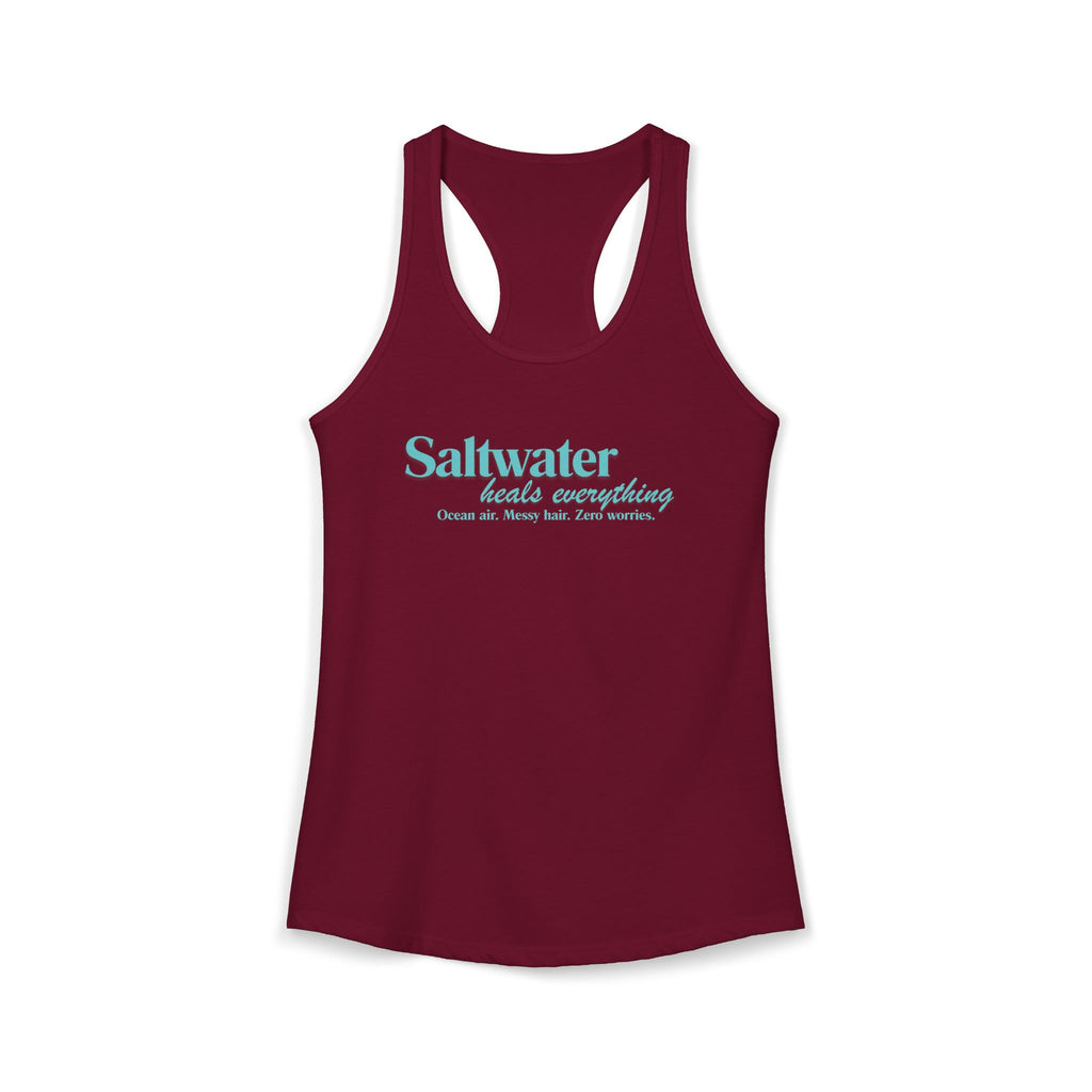Saltwater Heals Everything Women's Racerback Tank - Beachy Coastal Graphic
