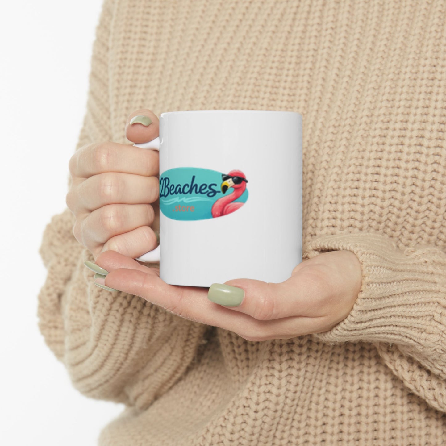 2Beaches Logo Coffee Mug – Ceramic Beach / Lake Themed Mug 11oz