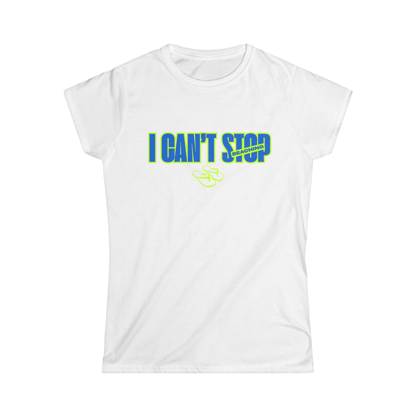 I Can’t Stop Beaching Women’s Shirt, Funny Beach Vacation Tee, Neon Summer Graphic Top