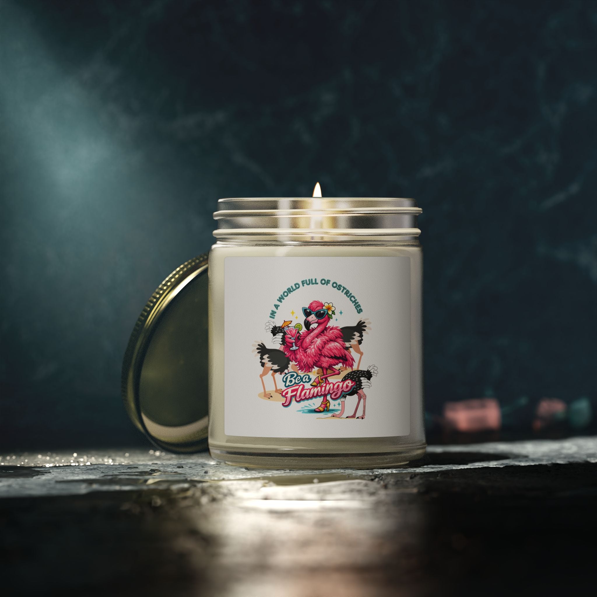 Tropical Flamingo Scented Candle - 4oz/9oz Wax Jar Beach Decor