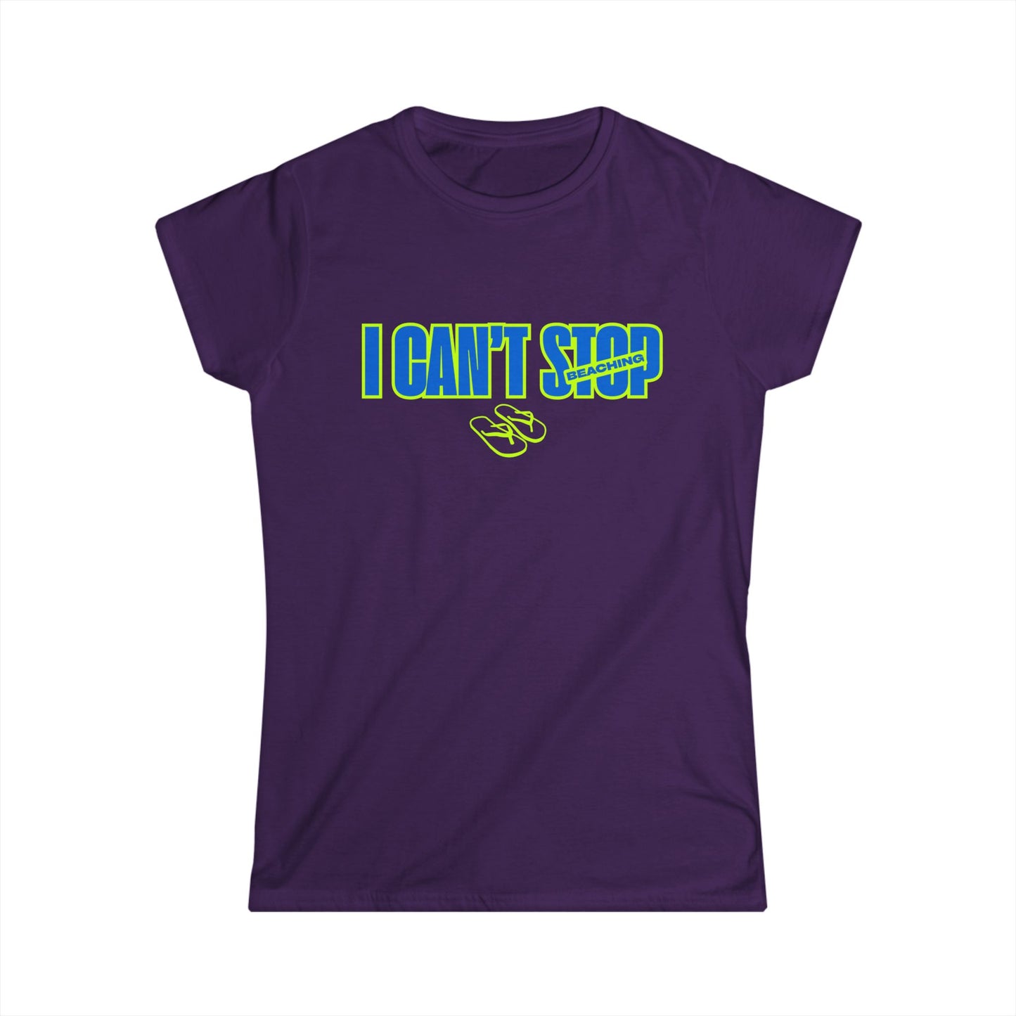 I Can’t Stop Beaching Women’s Shirt, Funny Beach Vacation Tee, Neon Summer Graphic Top