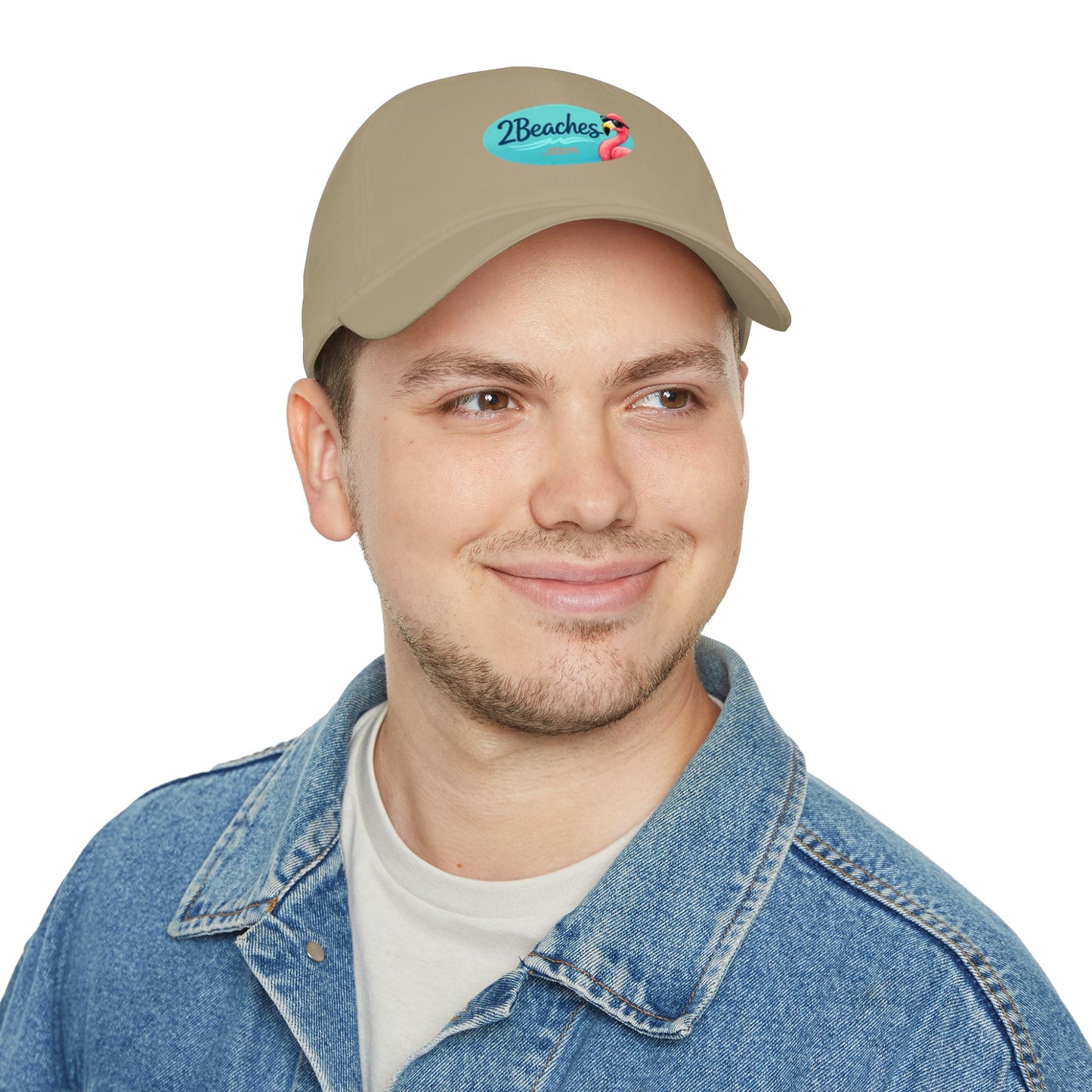 2Beaches Flamingo Logo Baseball Cap — Low Profile Beach Hat