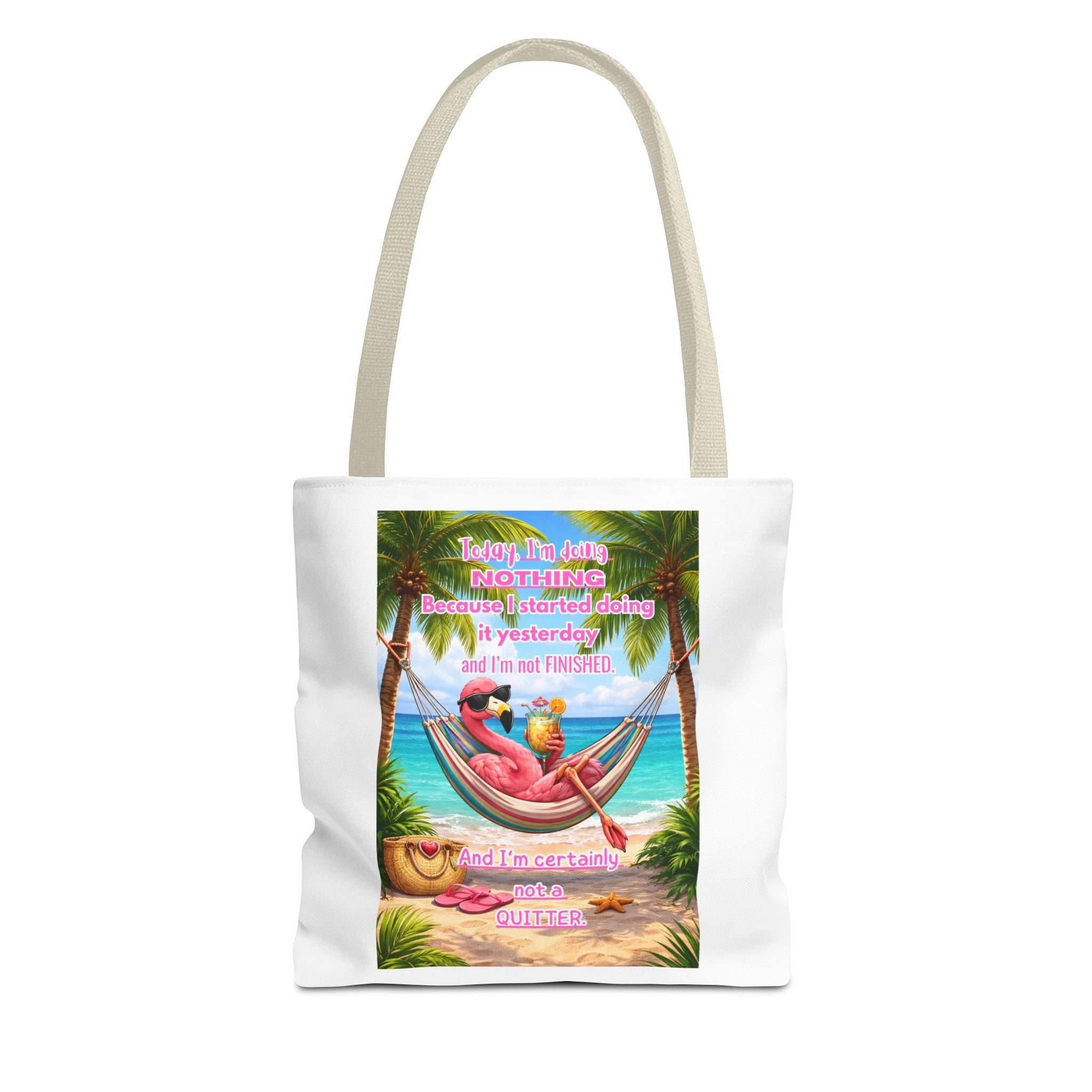 Beach Tote Bag – Relaxing Hammock Design with Funny Quote