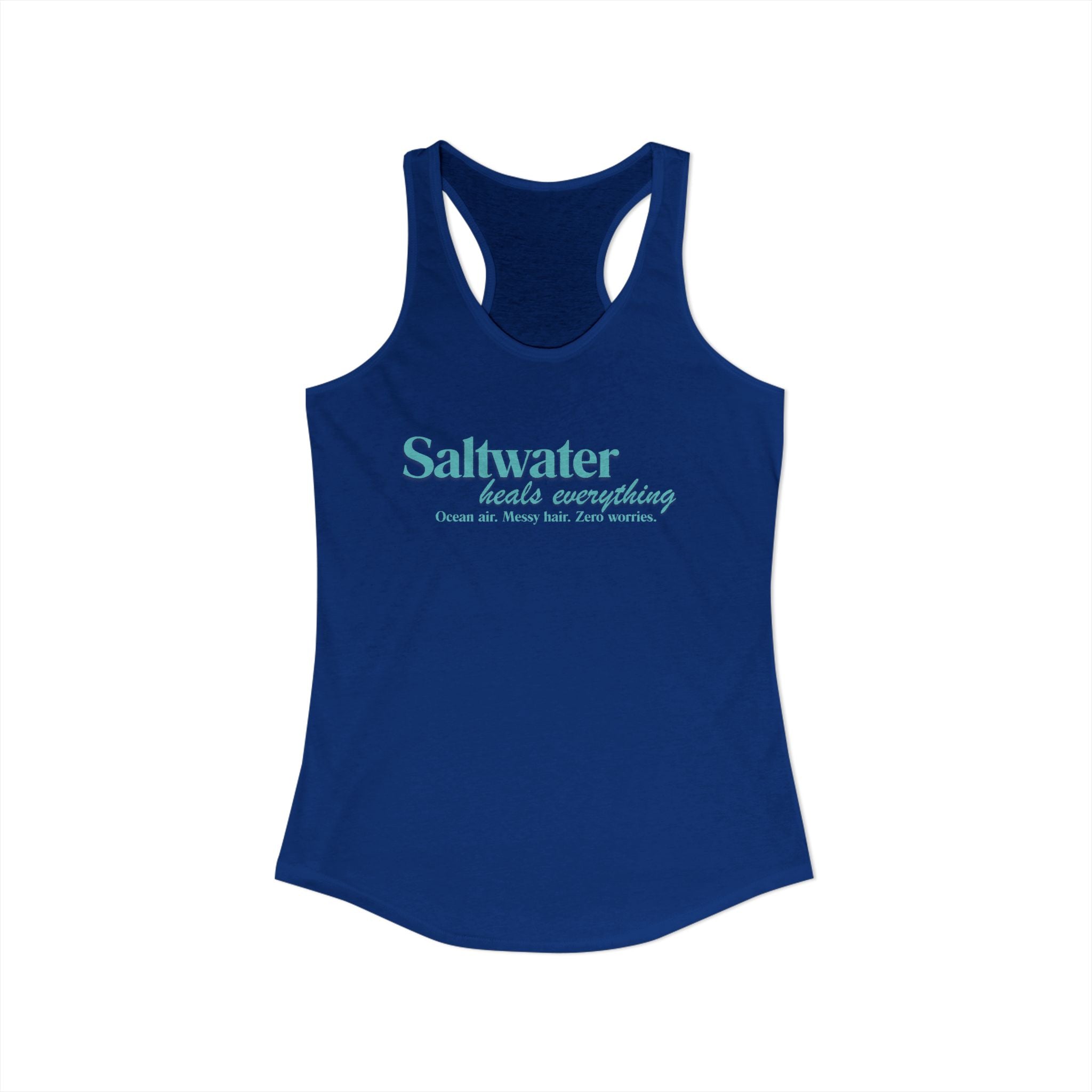 Saltwater Heals Everything Women's Racerback Tank - Beachy Coastal Graphic
