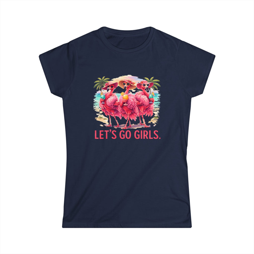 Let's Go Girls Flamingo Women's Scoop Neck Tee - Tropical Beach Shirt
