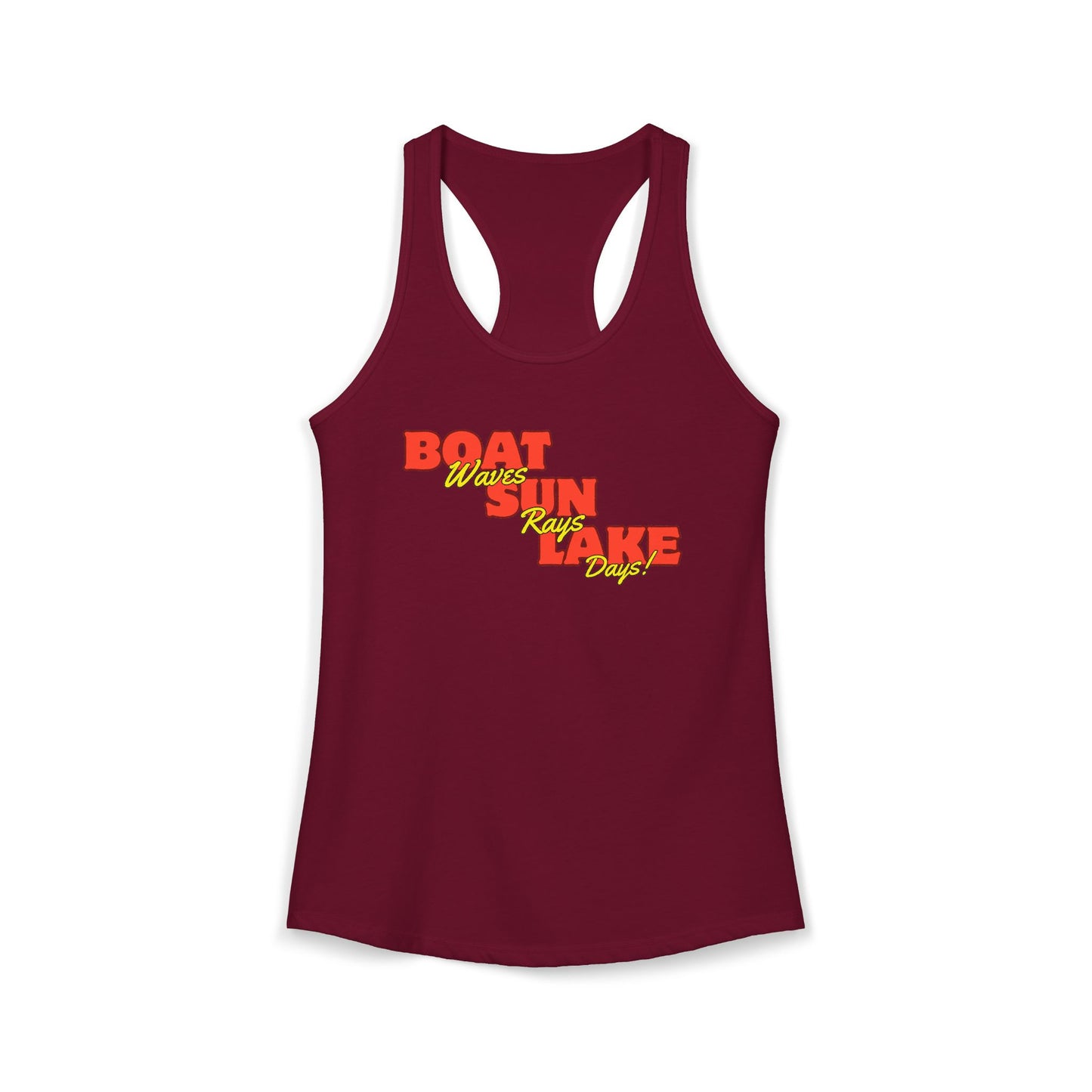 Women's Ideal Racerback Tank Boat Sun Lake Vibes