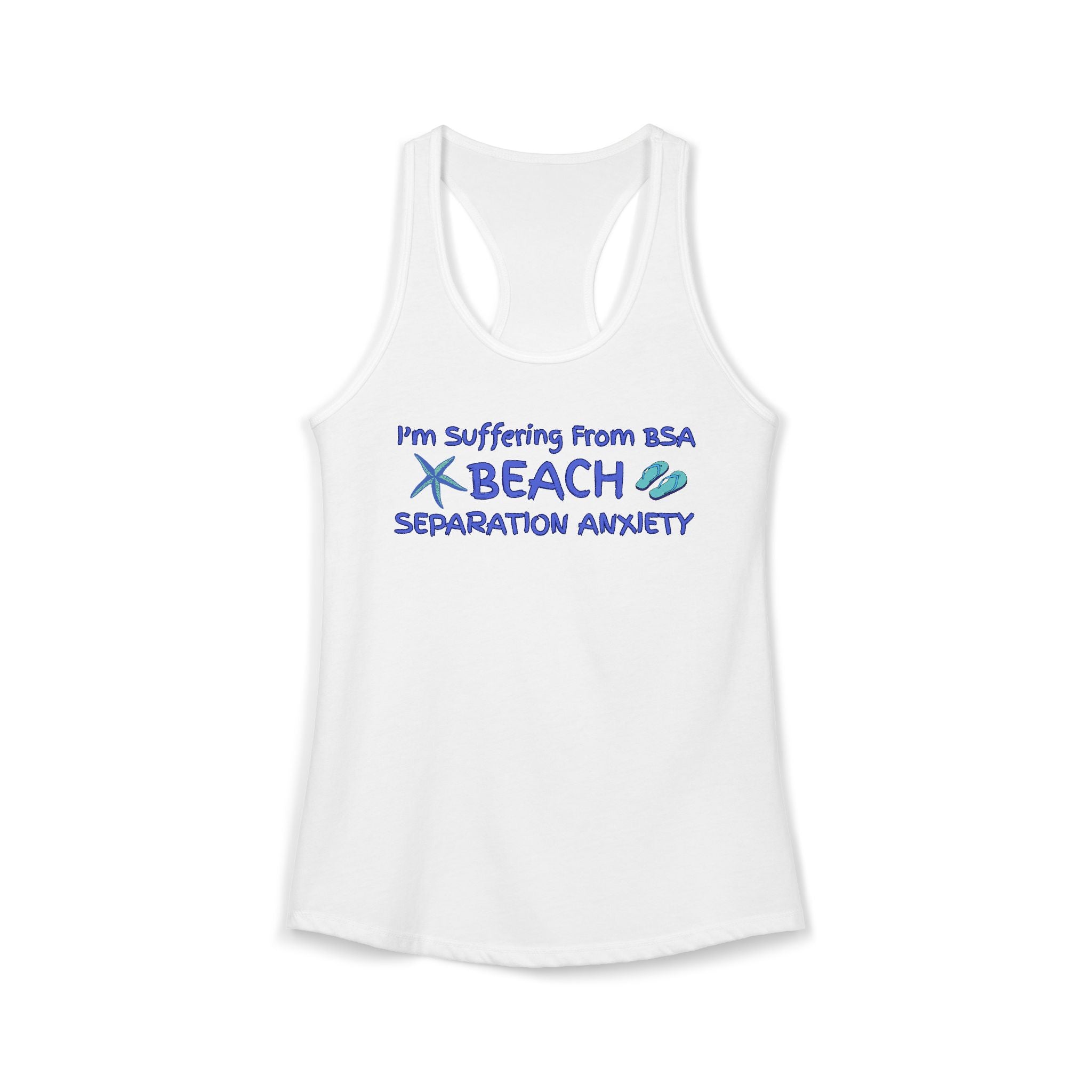 Beach Separation Anxiety BSA Women's Racerback Tank - Funny Beach Graphic
