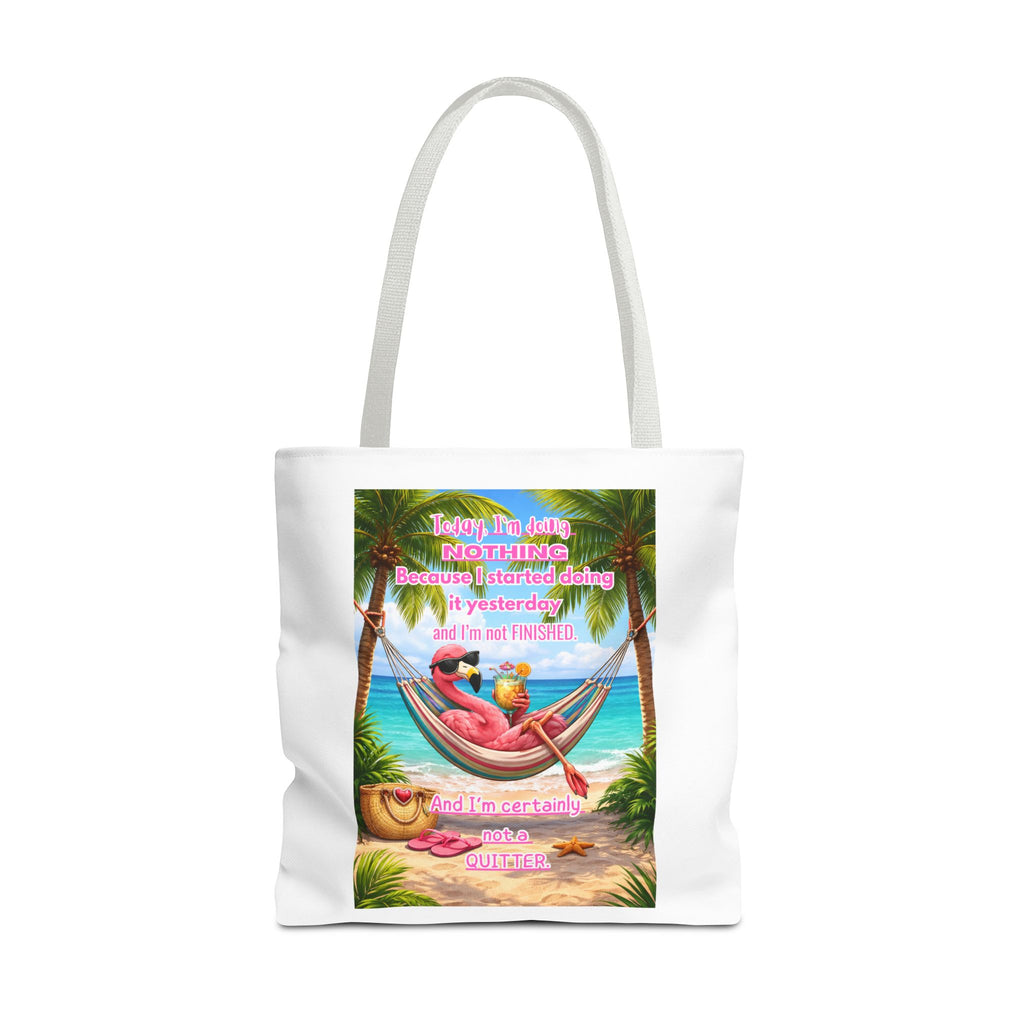Beach Tote Bag – Relaxing Hammock Design with Funny Quote