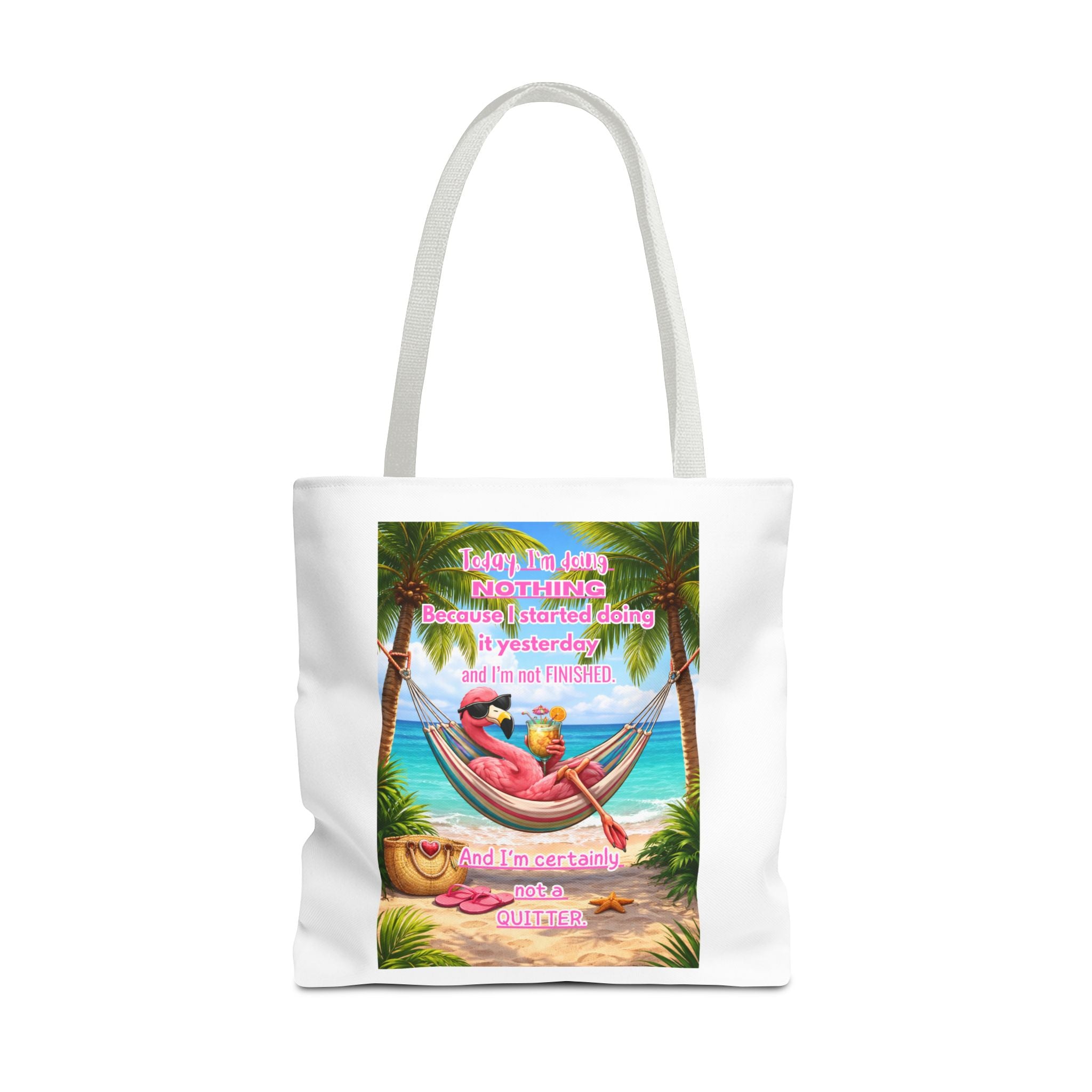 Beach Tote Bag – Relaxing Hammock Design with Funny Quote