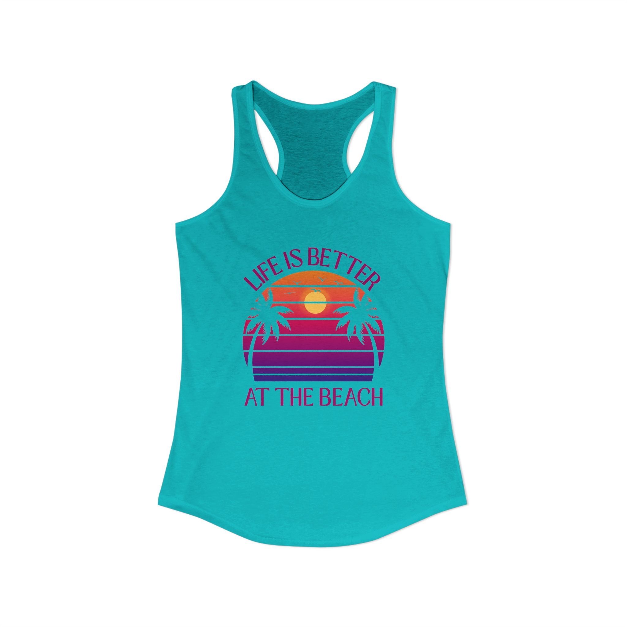 Life's Better At The Beach Women's Racerback Tank - Purple/Pink Lettering