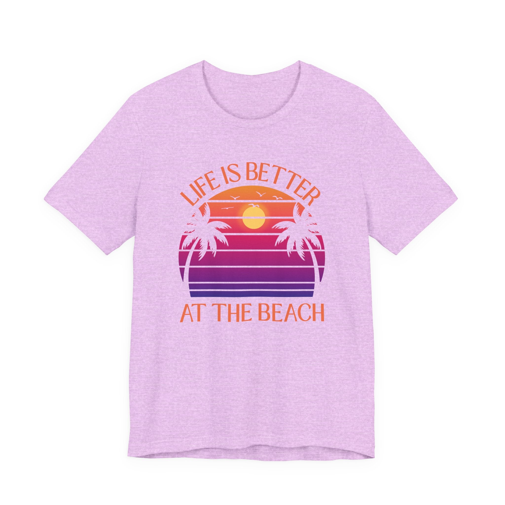 Life Is Better At The Beach Unisex Tee - Retro Sunset Palm Shirt