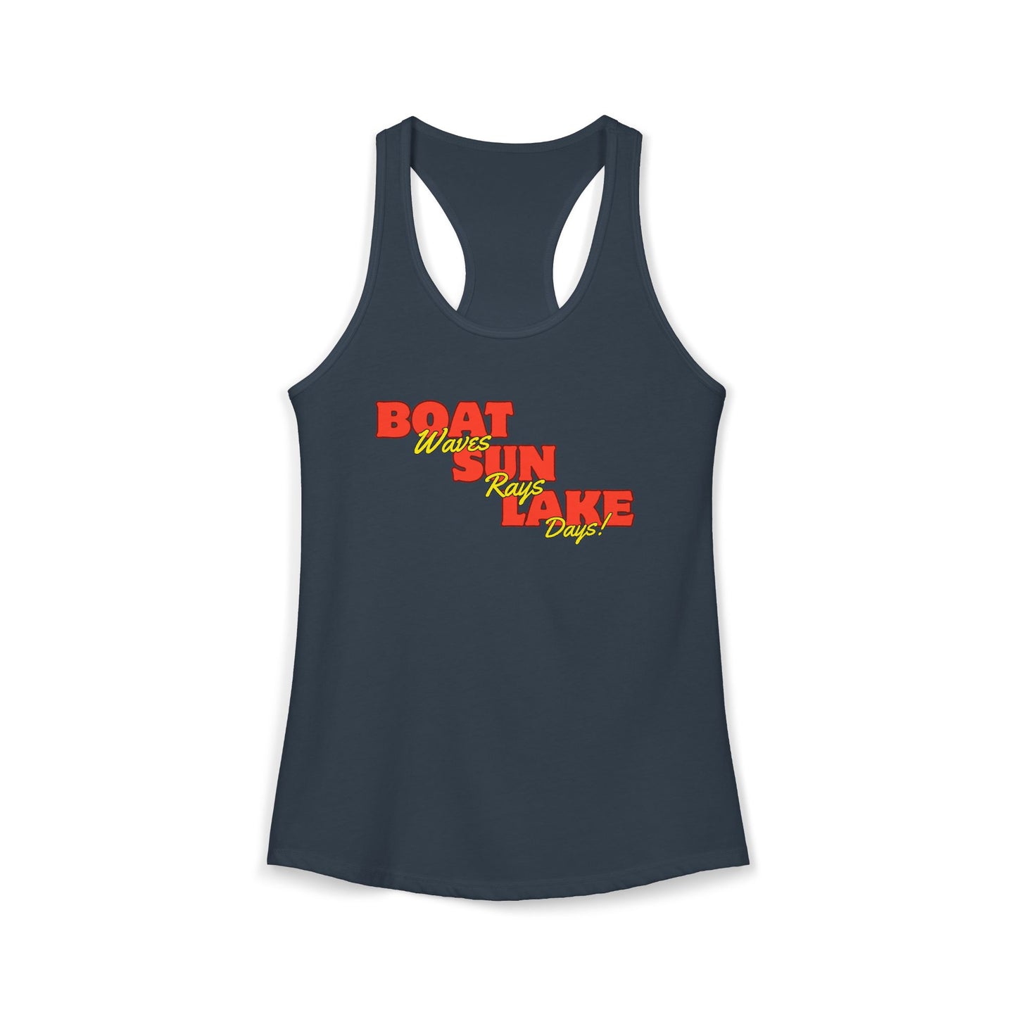 Women's Ideal Racerback Tank Boat Sun Lake Vibes