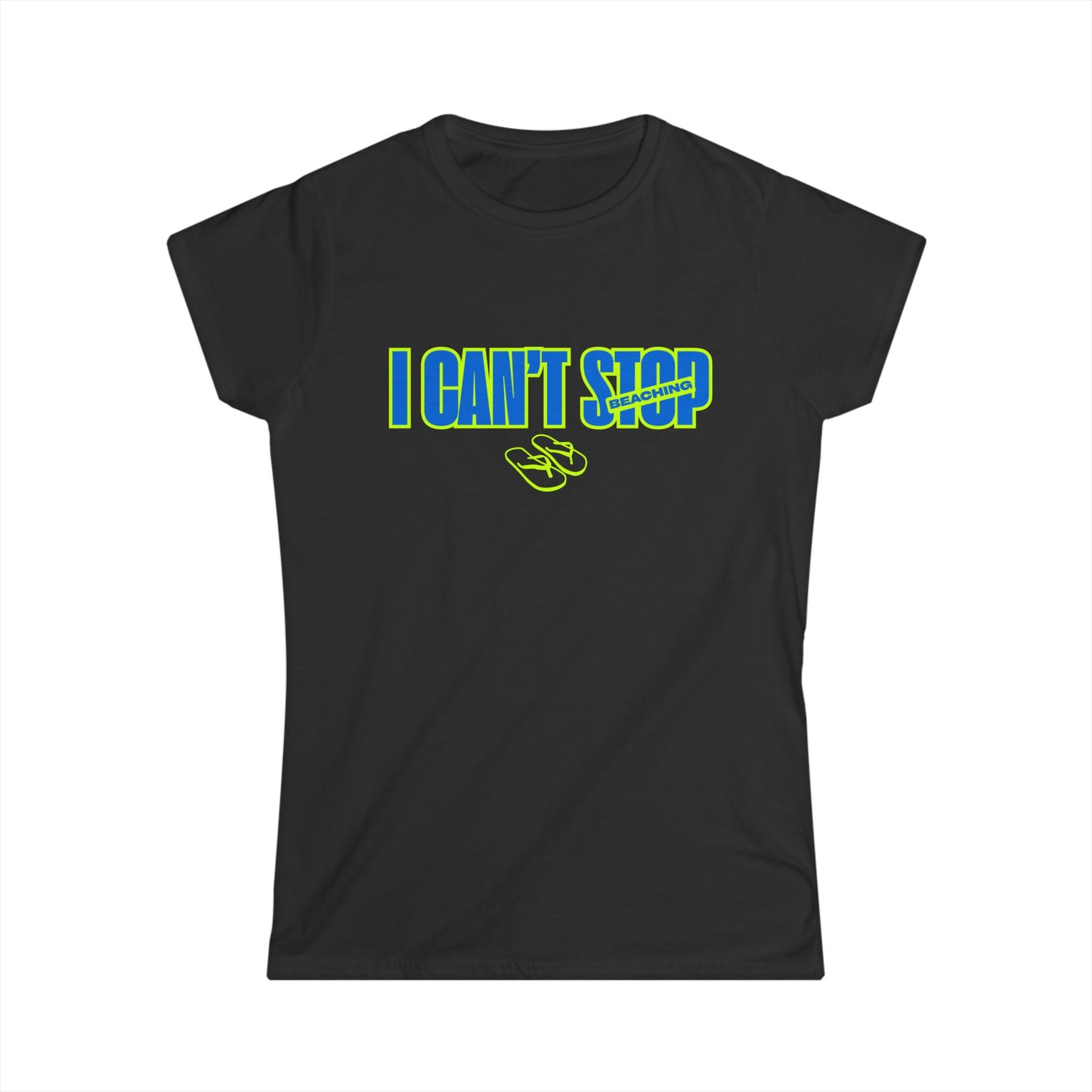 I Can’t Stop Beaching Women’s Shirt, Funny Beach Vacation Tee, Neon Summer Graphic Top