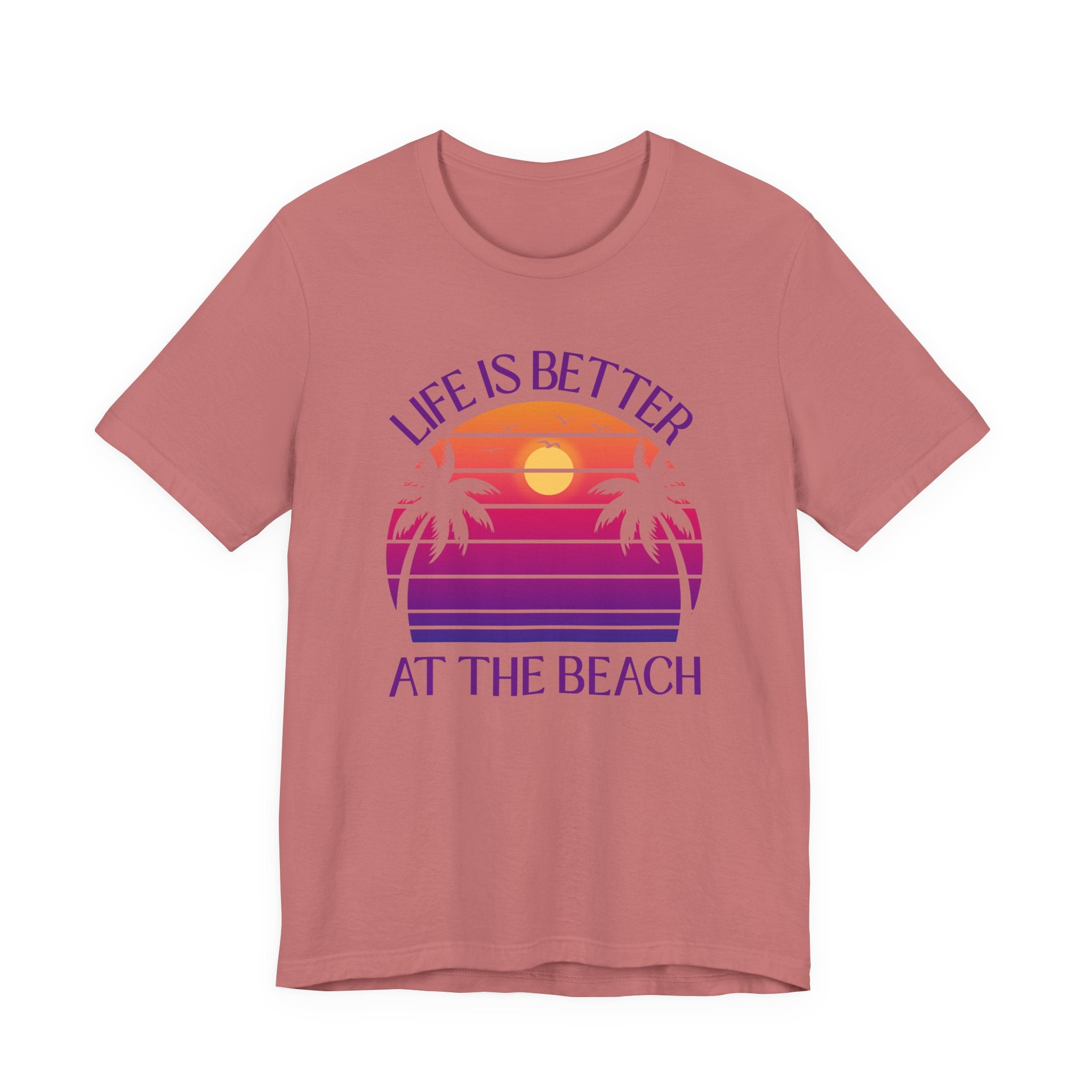 Life Is Better At The Beach Shirt - Retro Sunset Palm Tree Tee