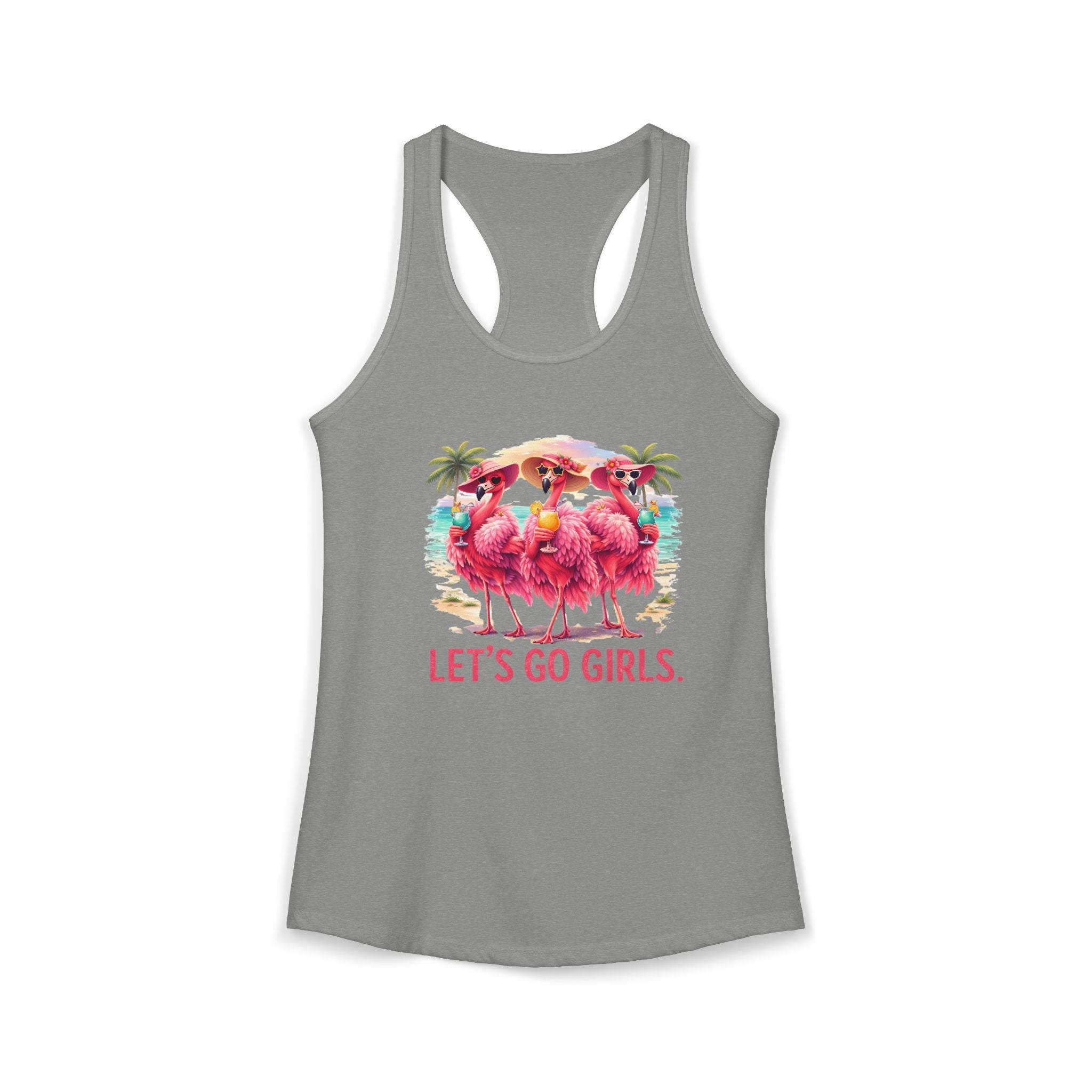 Let's Go Girls Flamingo Women's Racerback Tank - Tropical Beach Tank Top