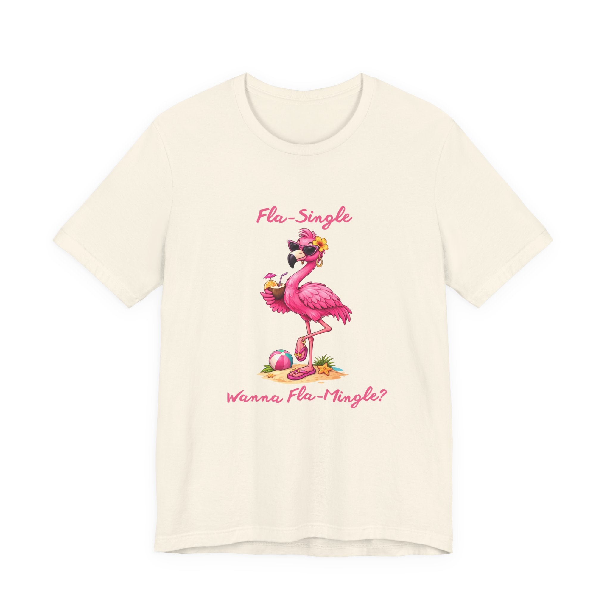 Flamingo Beach Tee - Fla-Single Wanna Fla-Mingle Unisex Graphic Shirt