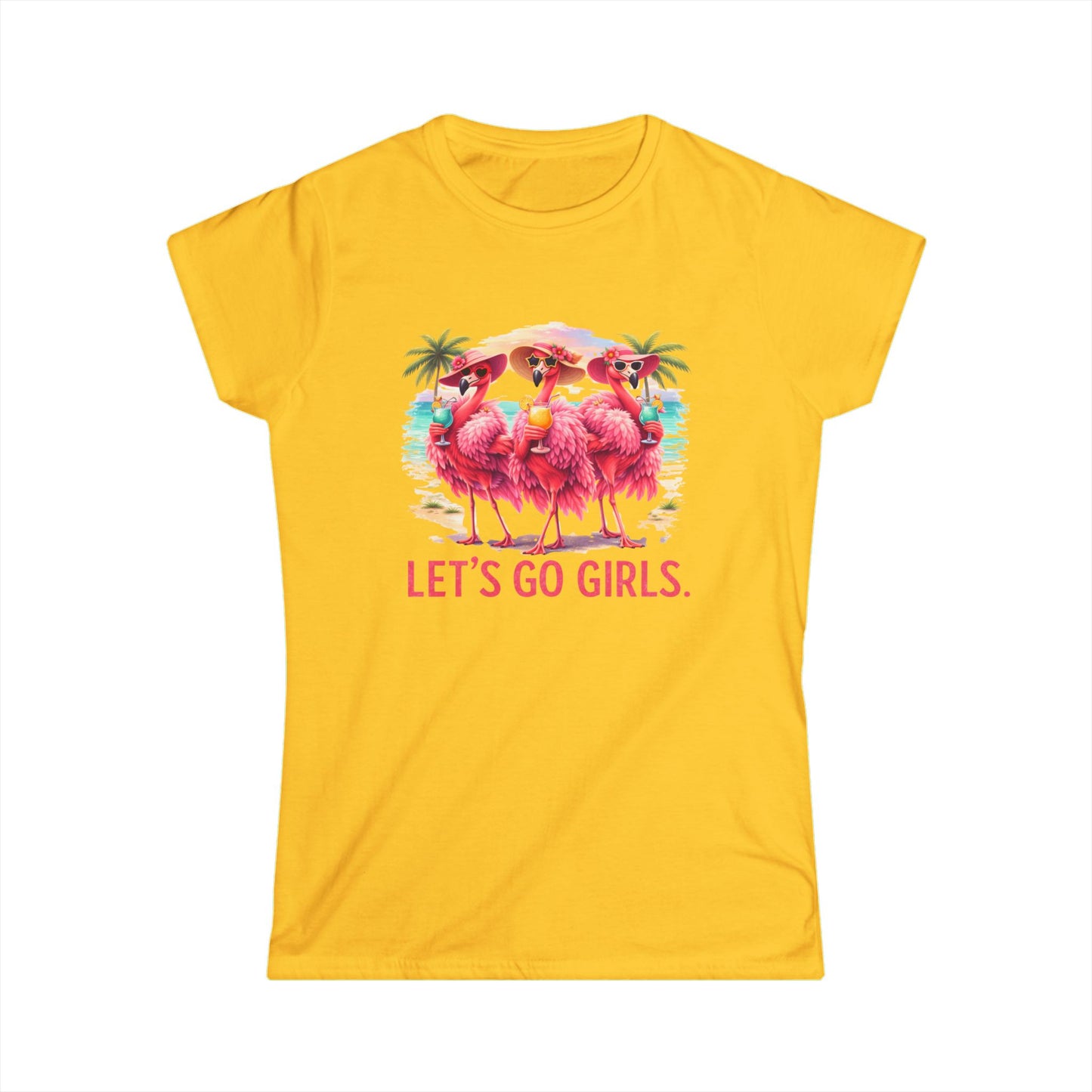 Let's Go Girls Flamingo Women's Scoop Neck T-Shirt - Tropical Beach / Lake Shirt