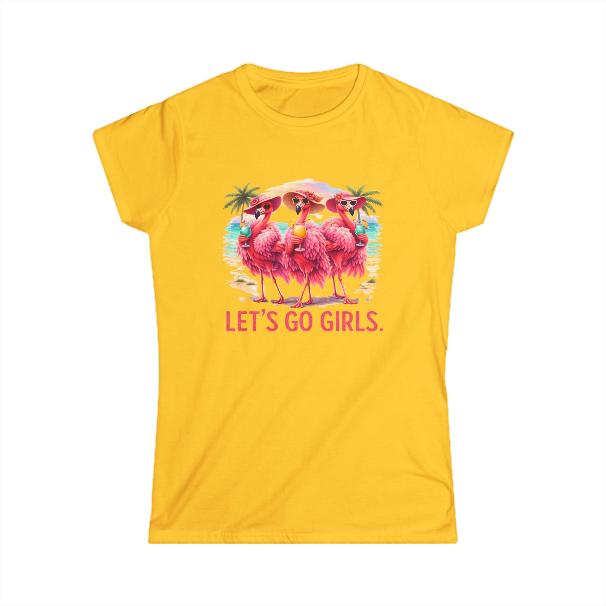 Let's Go Girls Flamingo Women's Scoop Neck Tee - Tropical Beach Shirt
