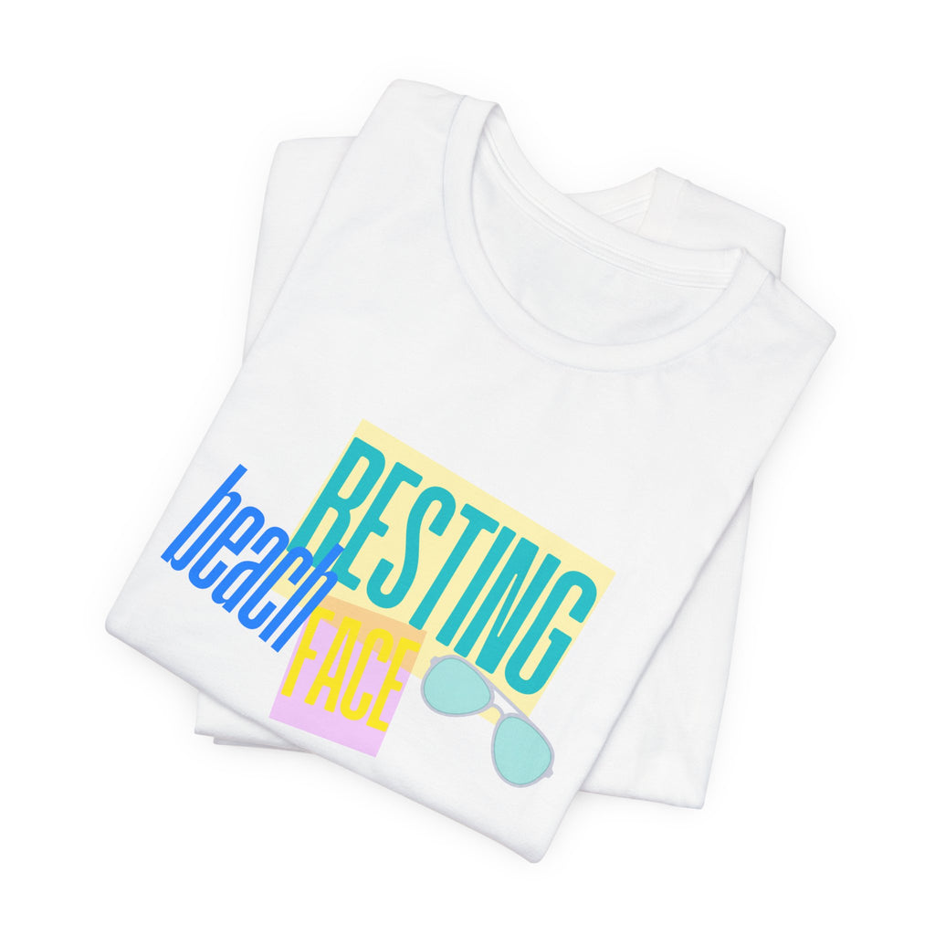 Resting Beach Face Unisex Tee — Funny Summer Vacation T-Shirt with Sunglasses Graphic