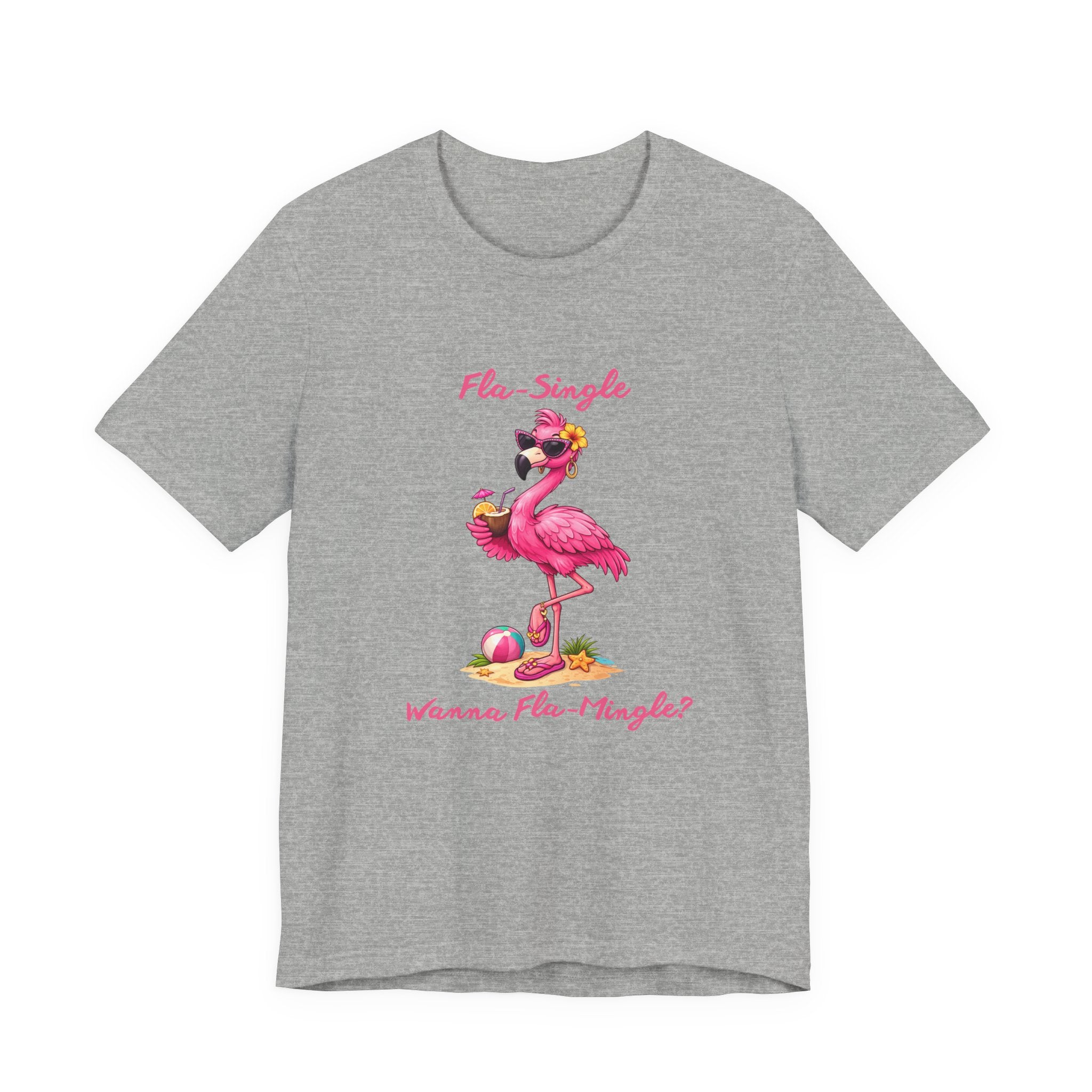 Flamingo Beach Tee - Fla-Single Wanna Fla-Mingle Unisex Graphic Shirt