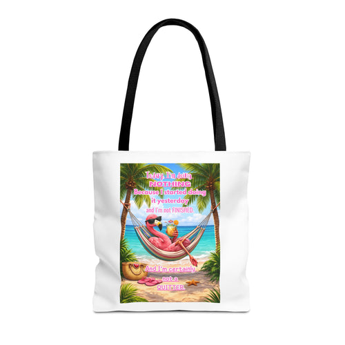 Beach Tote Bag – Relaxing Hammock Design with Funny Quote
