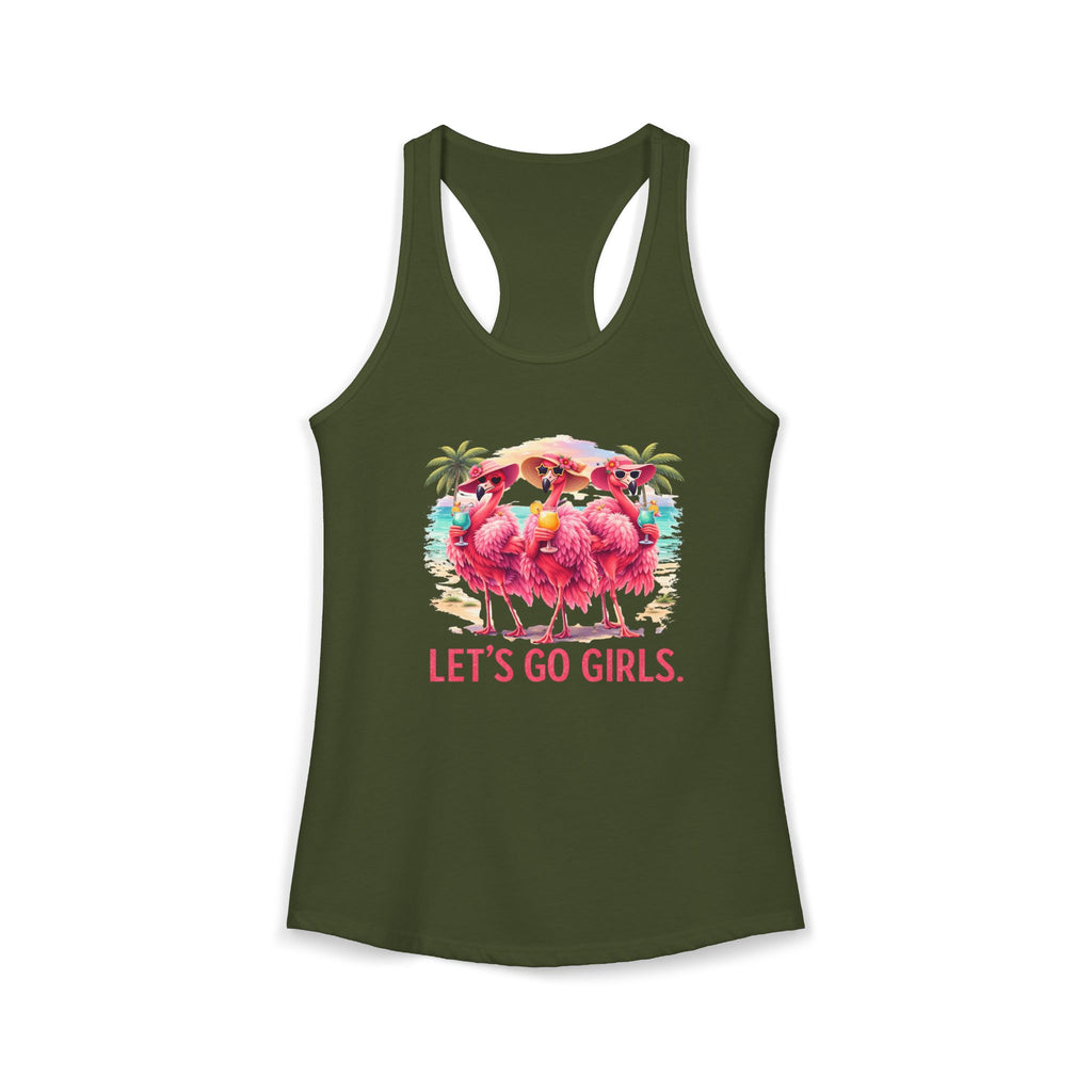Let's Go Girls Flamingo Women's Racerback Tank - Tropical Beach Tank Top