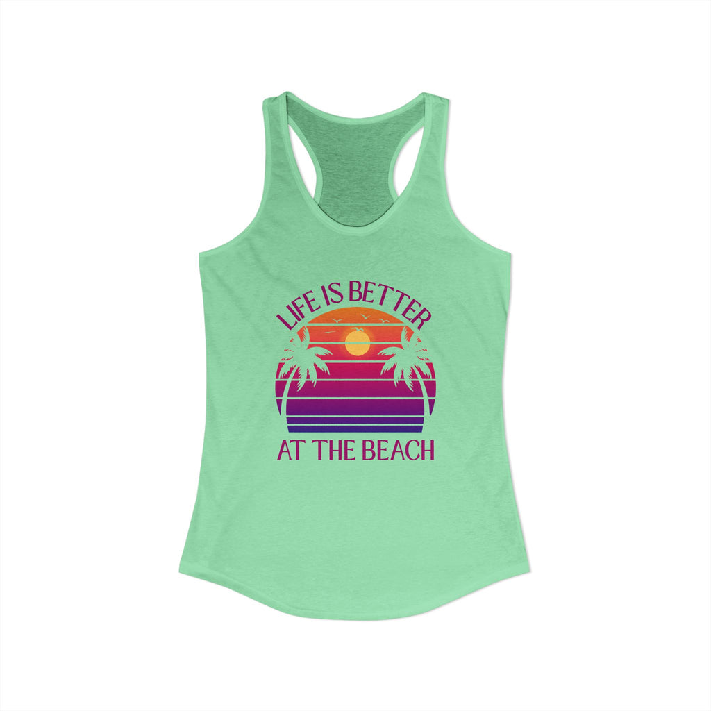 Life's Better At The Beach Women's Racerback Tank - Purple/Pink Lettering