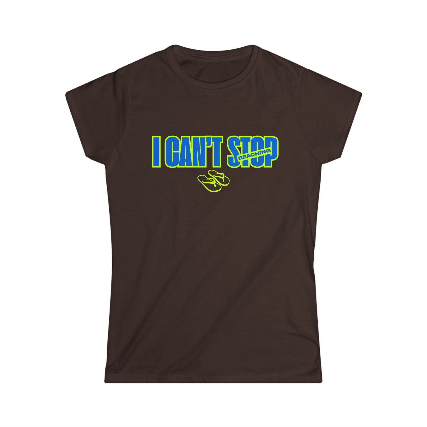 I Can’t Stop Beaching Women’s Shirt, Funny Beach Vacation Tee, Neon Summer Graphic Top