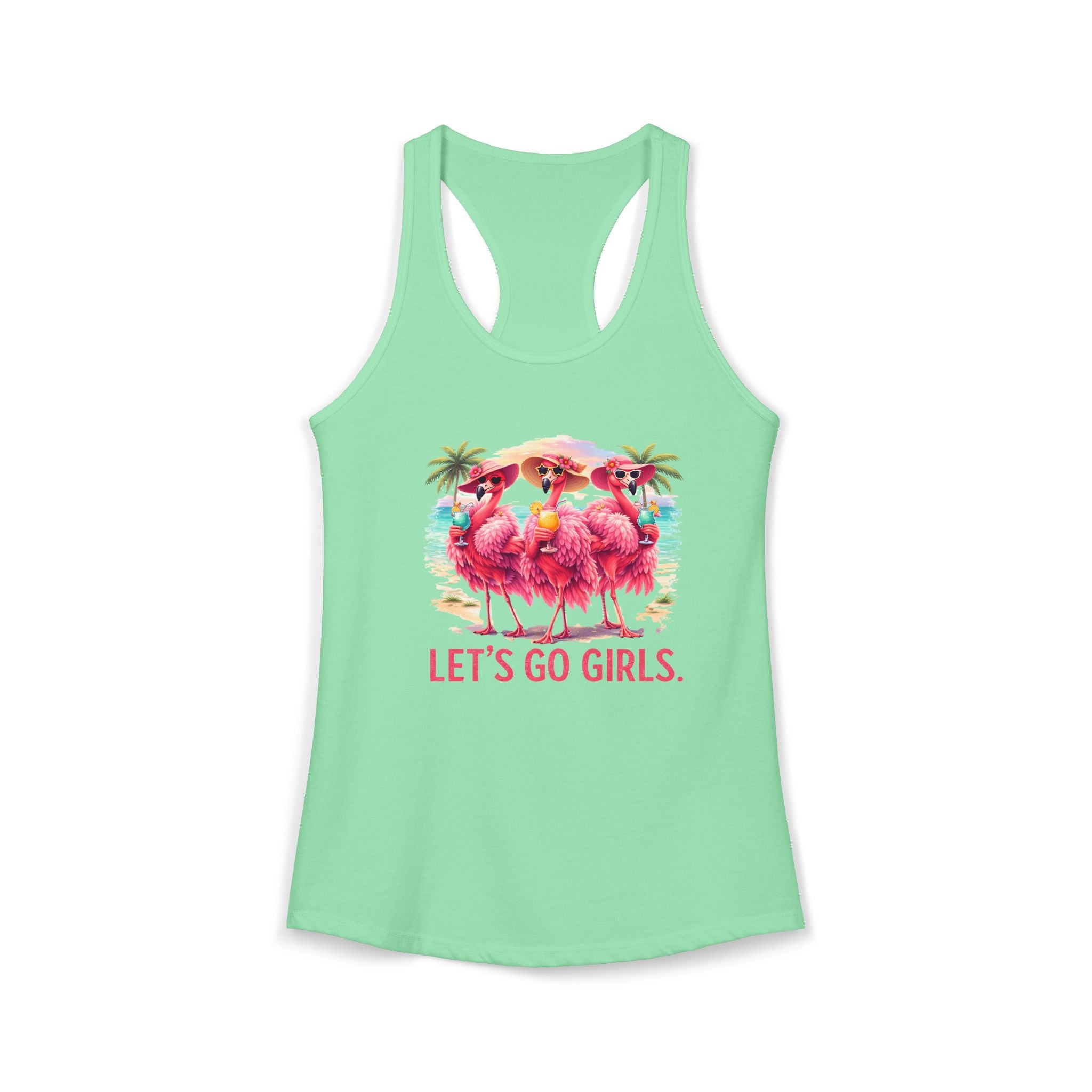Let's Go Girls Flamingo Women's Racerback Tank - Tropical Beach Tank Top