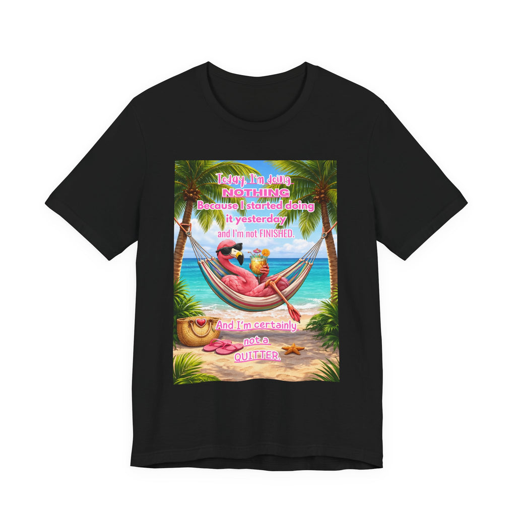 Relaxing Flamingo Hammock T-Shirt – Funny Lazy Day Unisex Tee