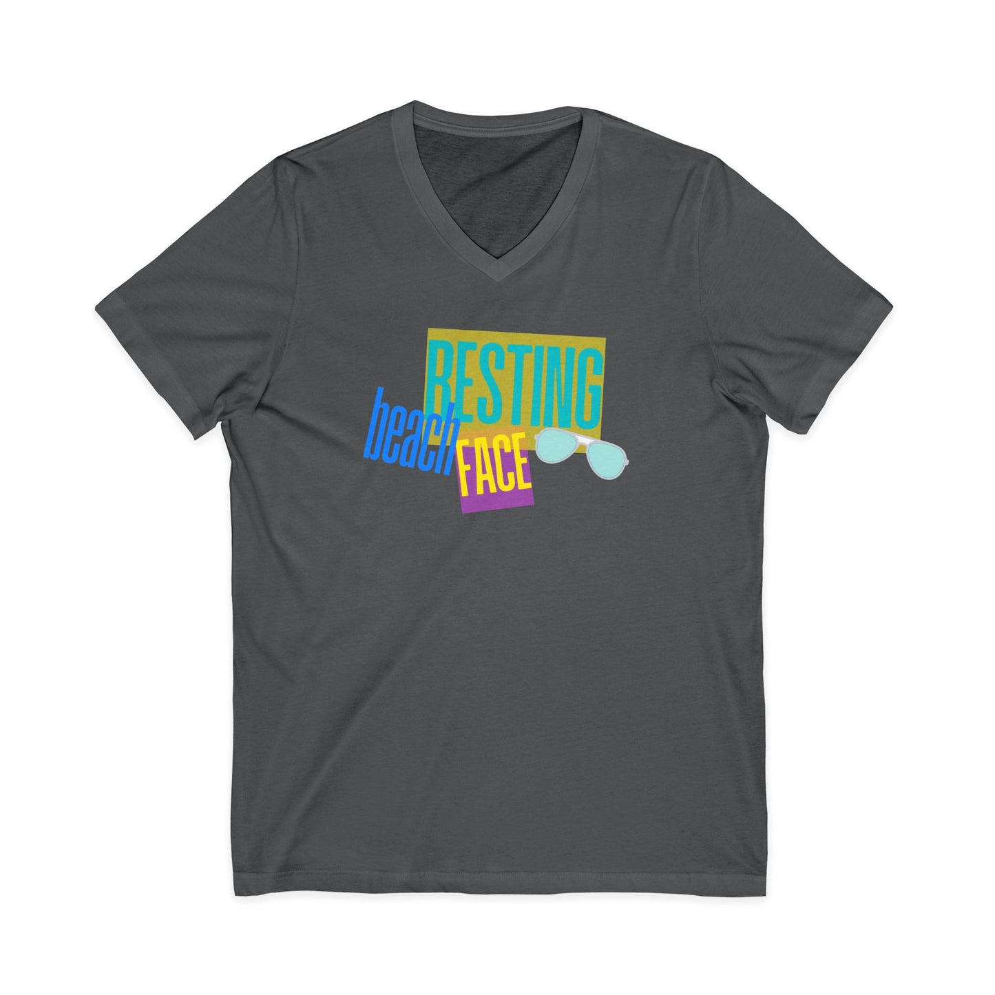 Resting Beach Face Women's V‑Neck T-Shirt — Summer Vacation Beach Shirt