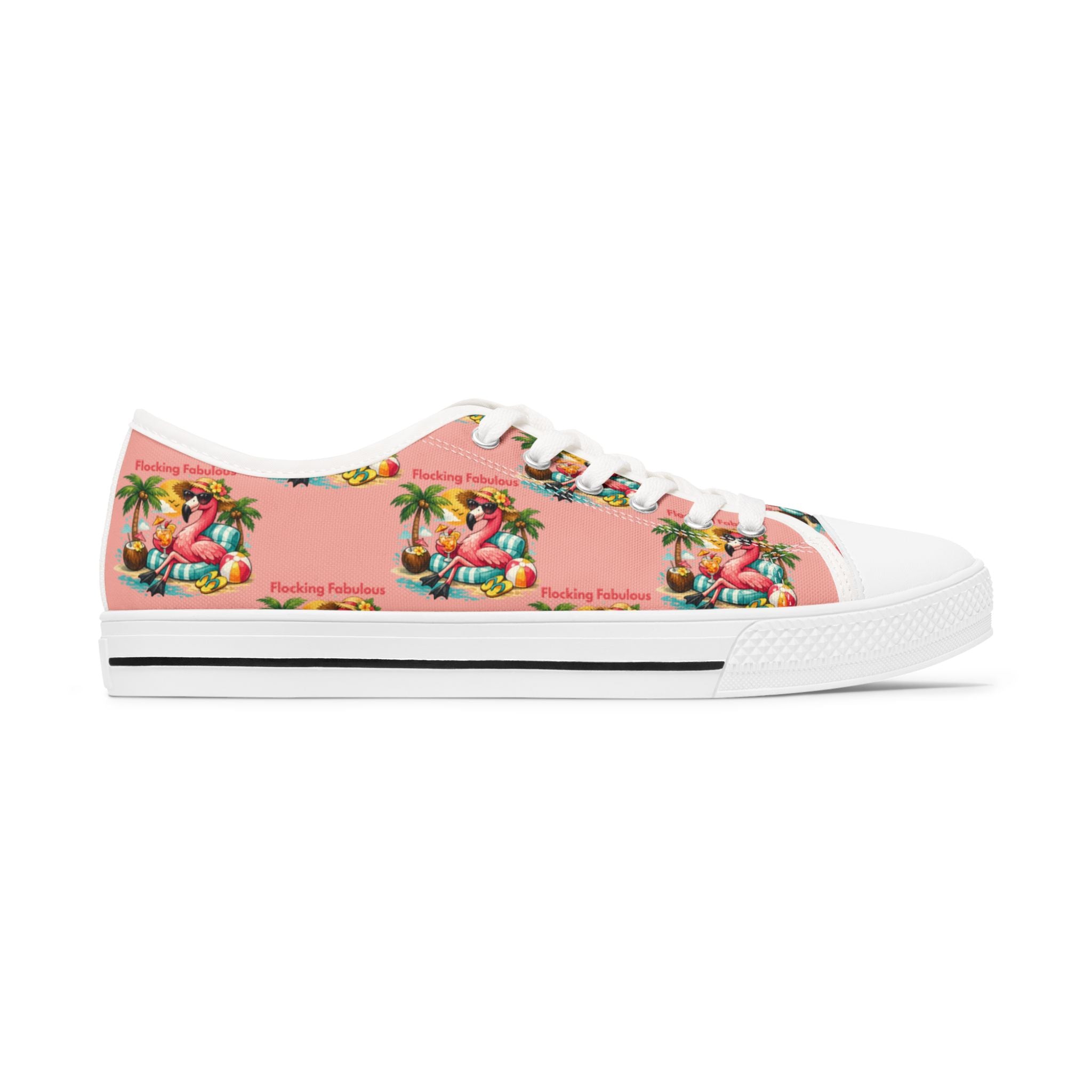 Flocking Fabulous Women's Low Top Sneakers - Pink Flamingo Tropical Beach Print