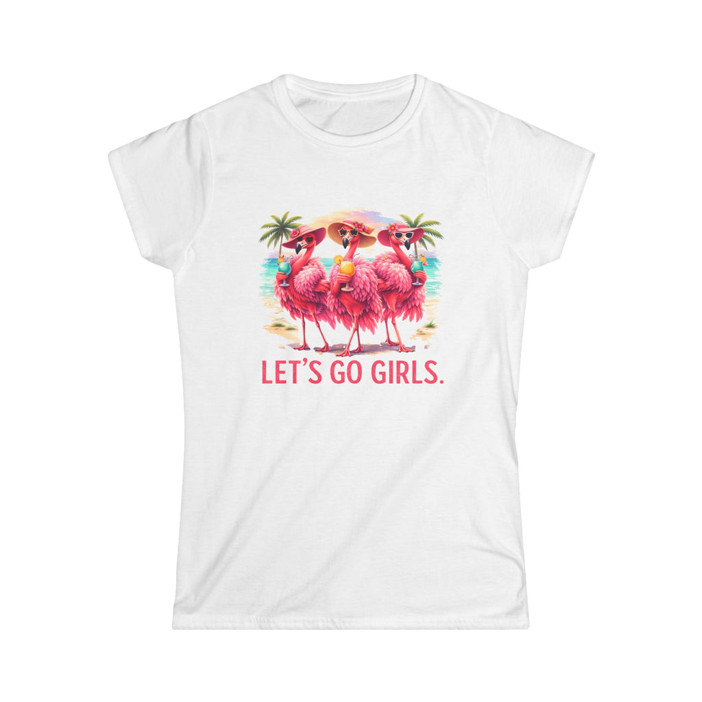 Let's Go Girls Flamingo Women's Scoop Neck Tee - Tropical Beach Shirt
