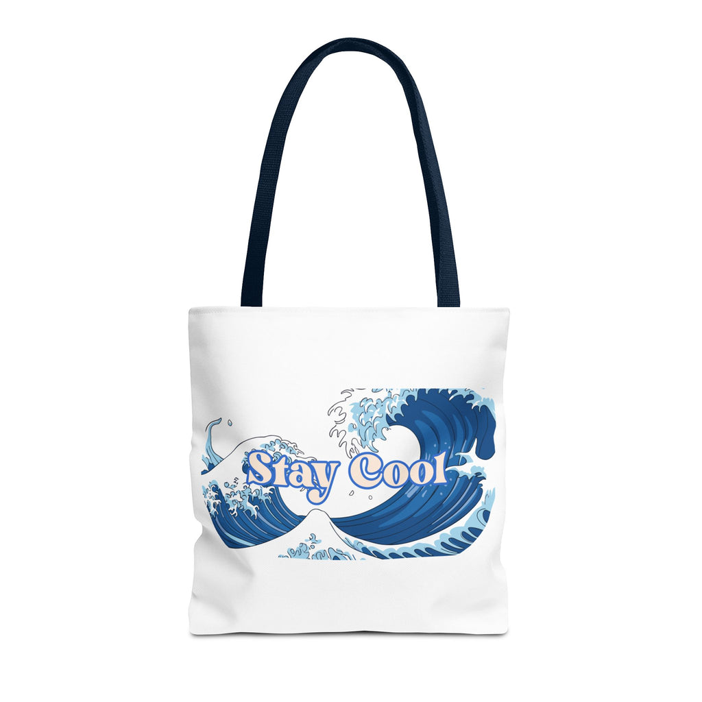 Stay Cool Wave Tote Bag – Ocean Wave Graphic Beach Shopper
