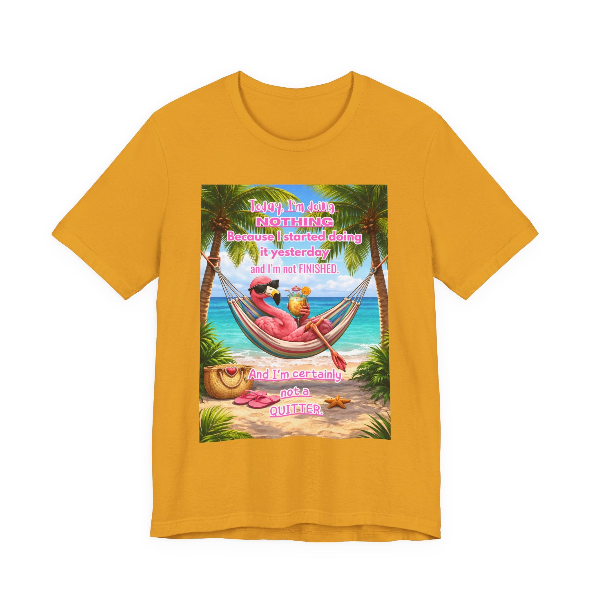 Relaxing Flamingo Hammock T-Shirt – Funny Lazy Day Unisex Tee