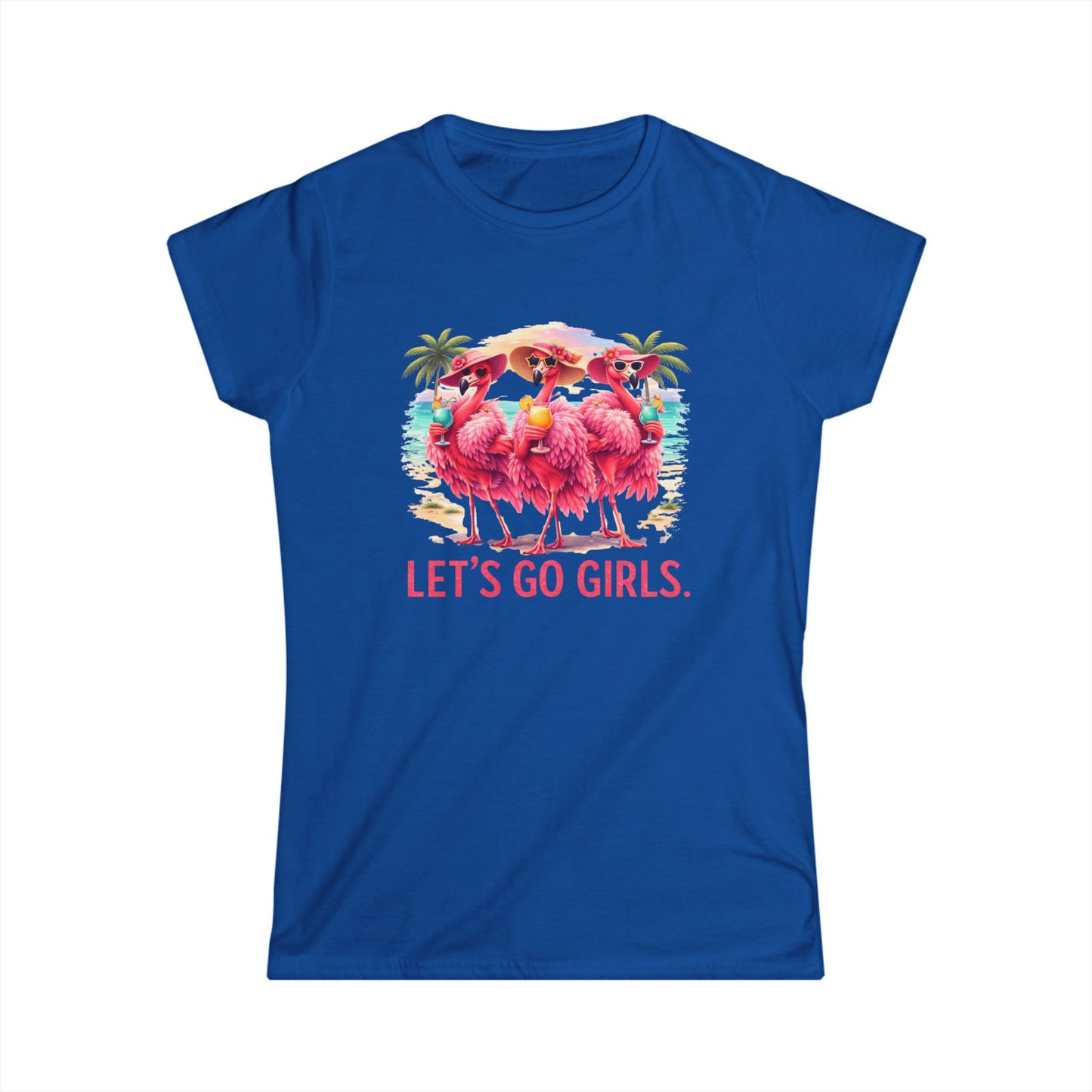Let's Go Girls Flamingo Women's Scoop Neck T-Shirt - Tropical Beach / Lake Shirt