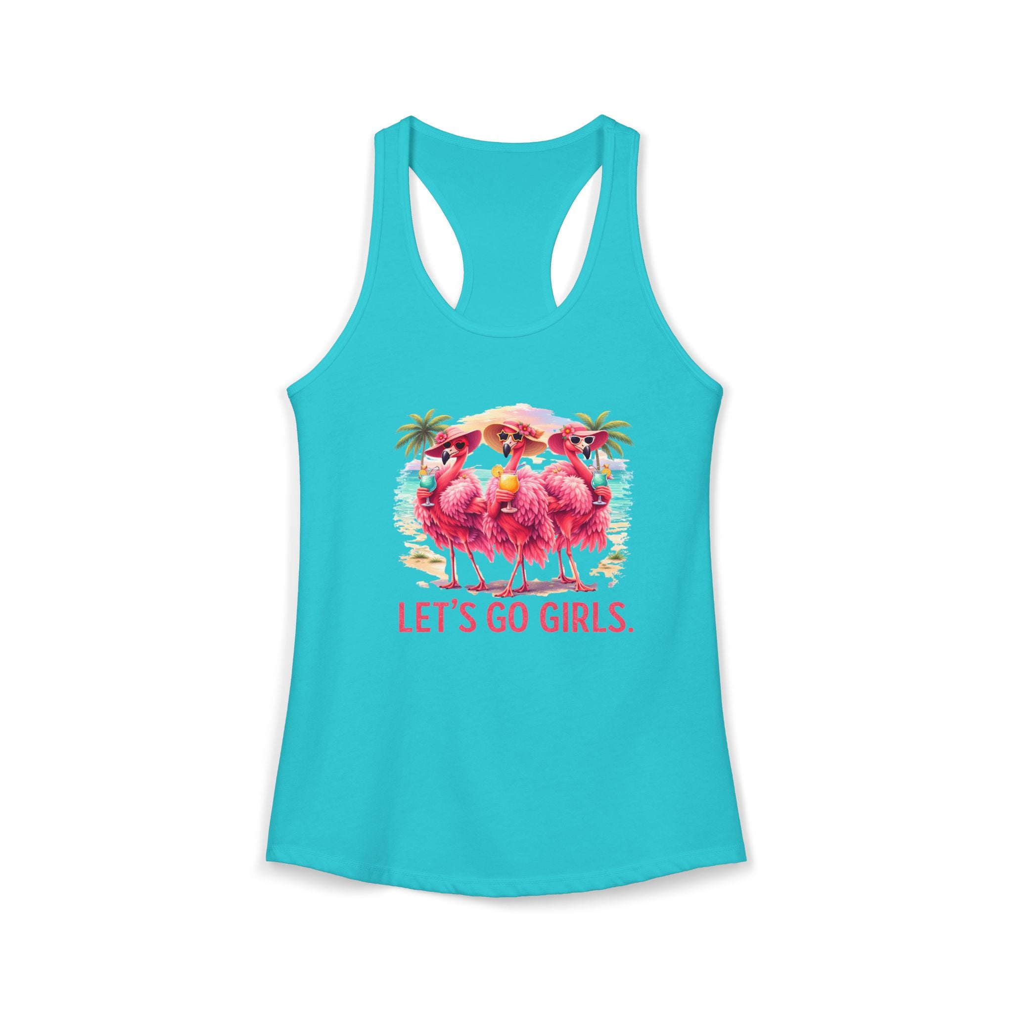 Let's Go Girls Flamingo Women's Racerback Tank - Tropical Beach Tank Top