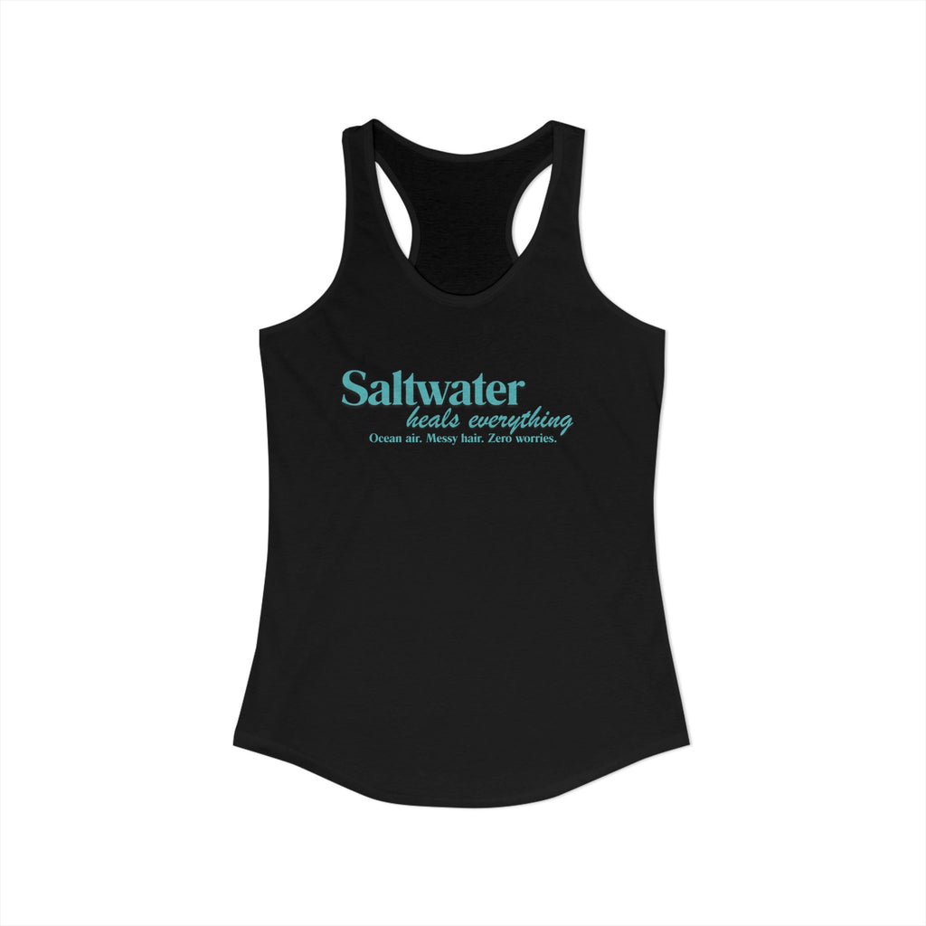 Saltwater Heals Everything Women's Racerback Tank - Beachy Coastal Graphic