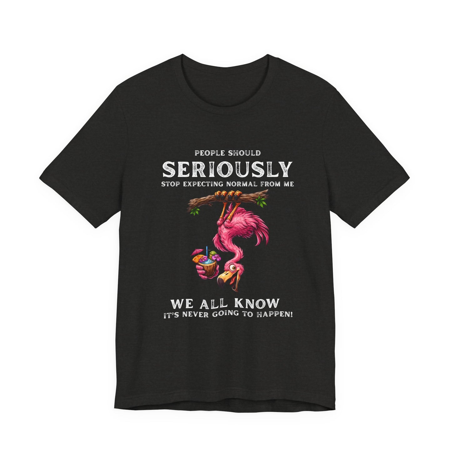 Flamingo Humor Unisex T-Shirt - Stop Expecting Normal Funny Graphic Shirt