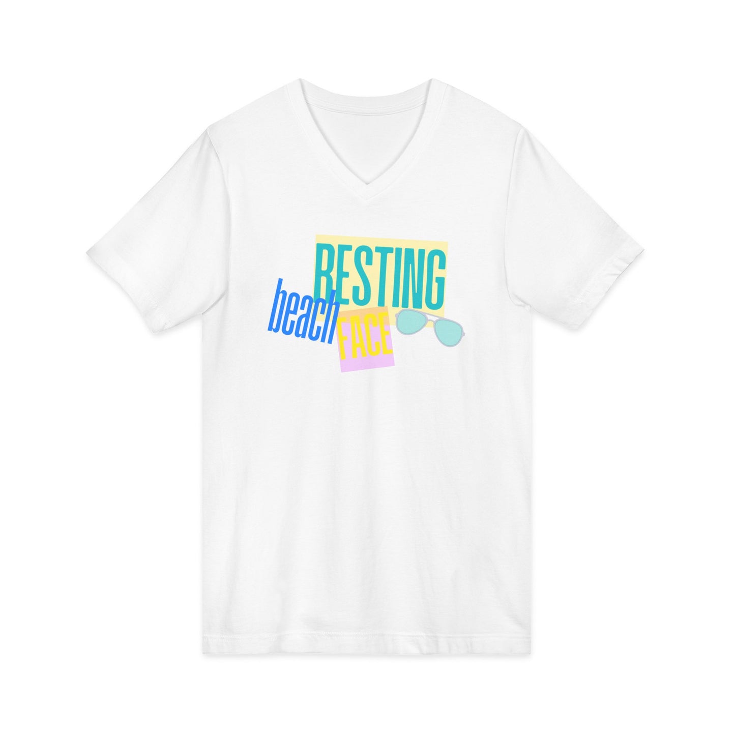 Resting Beach Face Women's V‑Neck T-Shirt — Summer Vacation Beach Shirt