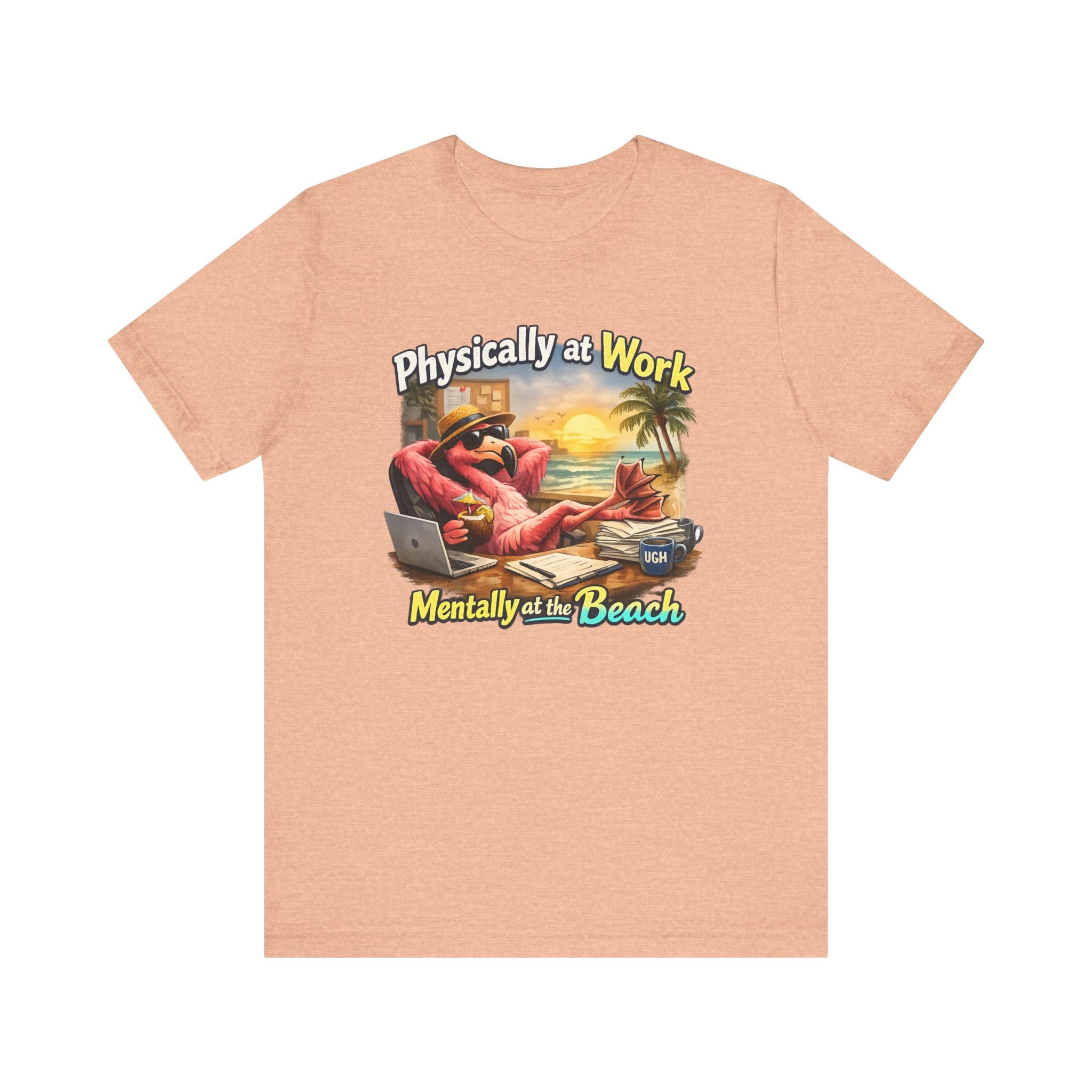 Physically at Work Mentally at the Beach Unisex Tee - Funny Crab Graphic Shirt