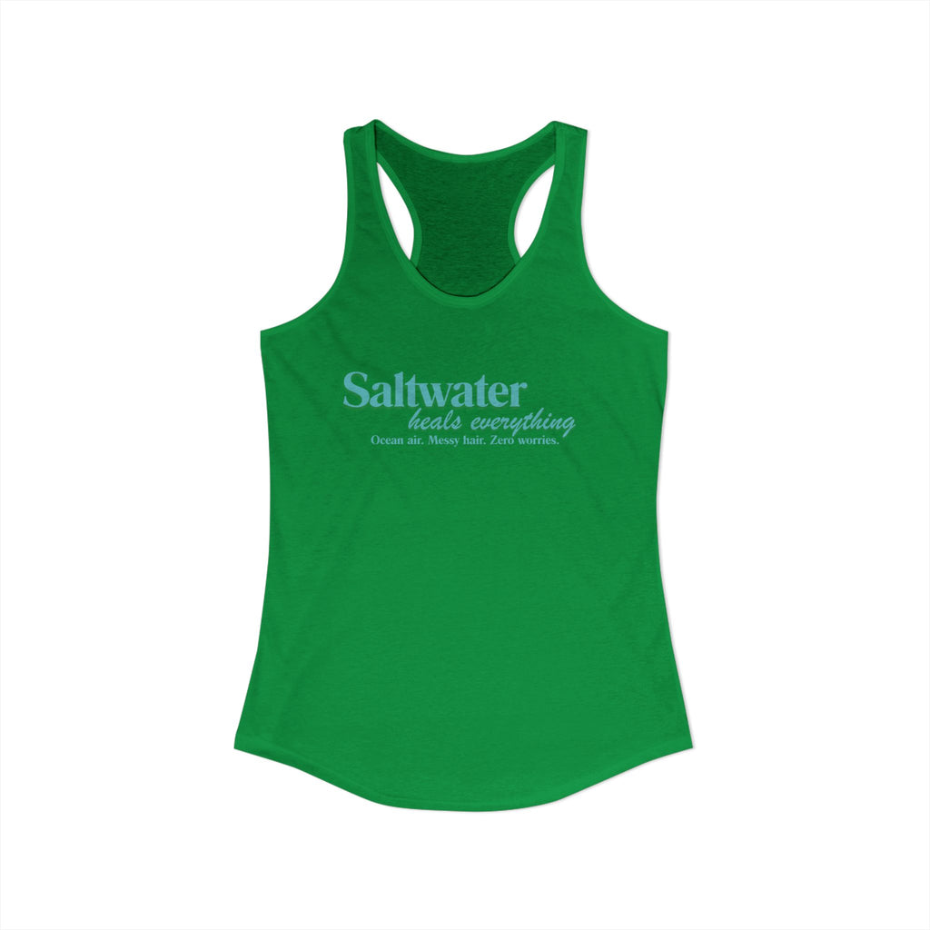 Saltwater Heals Everything Women's Racerback Tank - Beachy Coastal Graphic